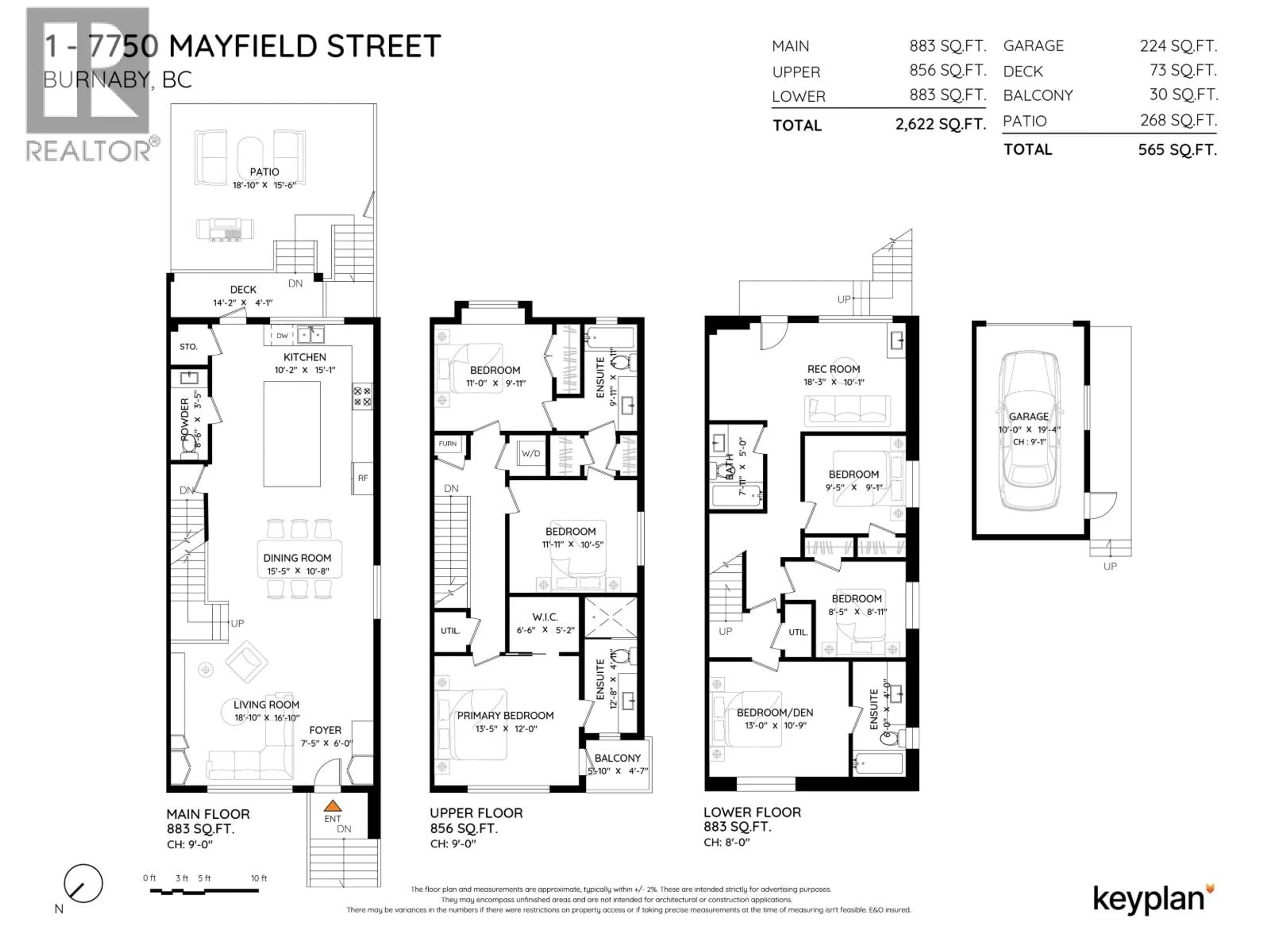 Floor plan for 1 - 7750 MAYFIELD STREET, Burnaby British Columbia V5E2J6