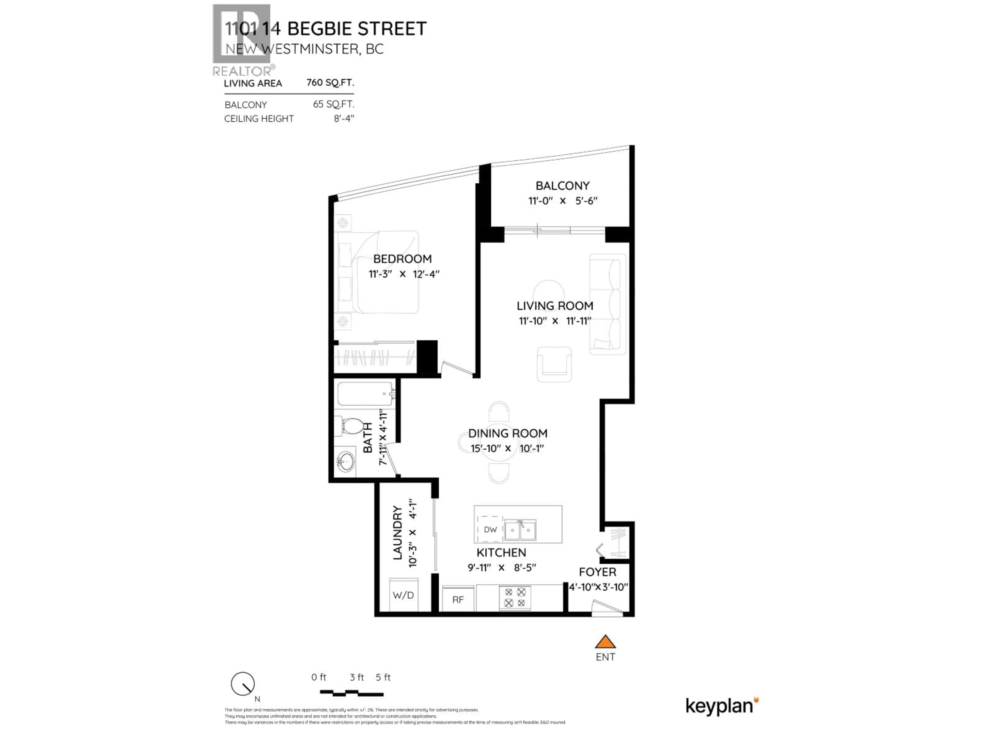 Floor plan for 1101 - 14 BEGBIE STREET, New Westminster British Columbia V3M0C4