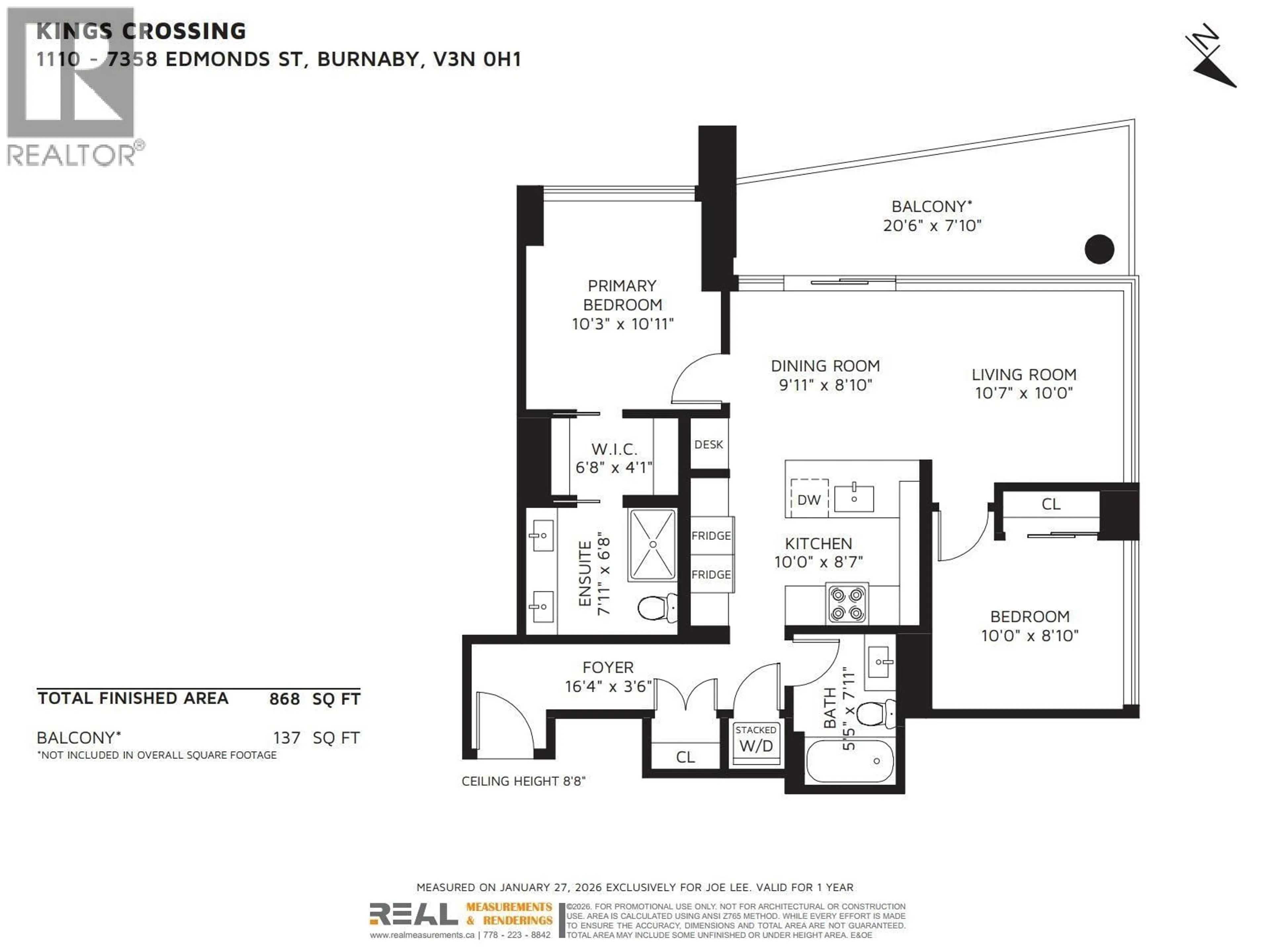 Floor plan for 1110 - 7358 EDMONDS STREET, Burnaby British Columbia V3N0H1