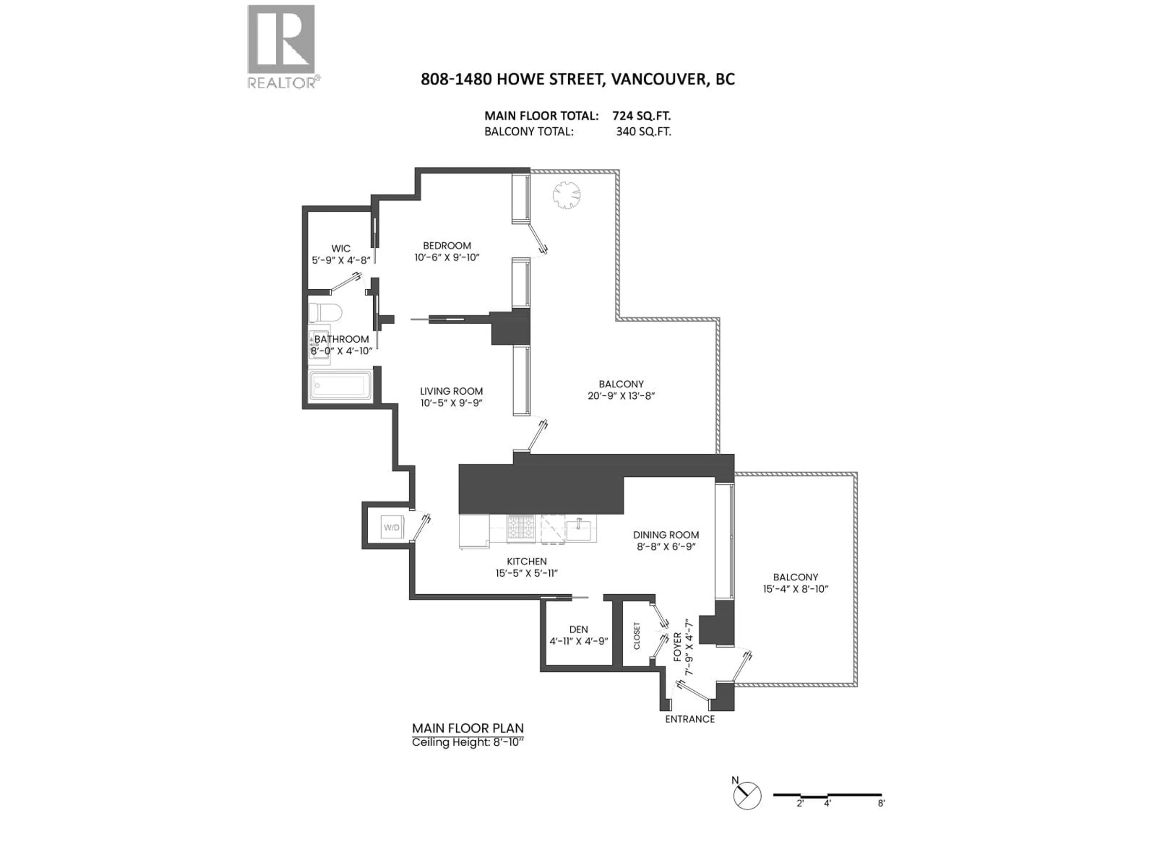 Floor plan for 808 - 1480 HOWE STREET, Vancouver British Columbia V6Z0G5