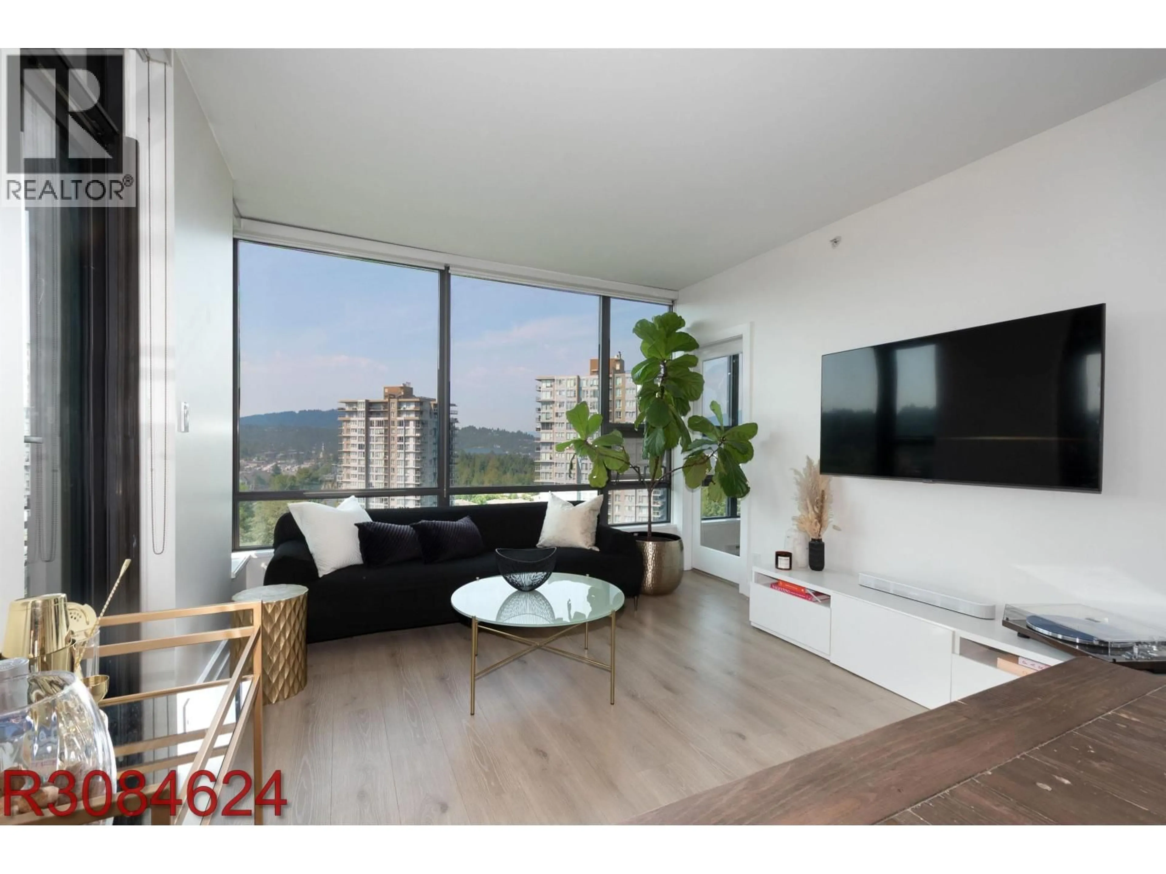 Living room with furniture, wood/laminate floor for 1902 - 301 CAPILANO ROAD, Port Moody British Columbia V3H0G6