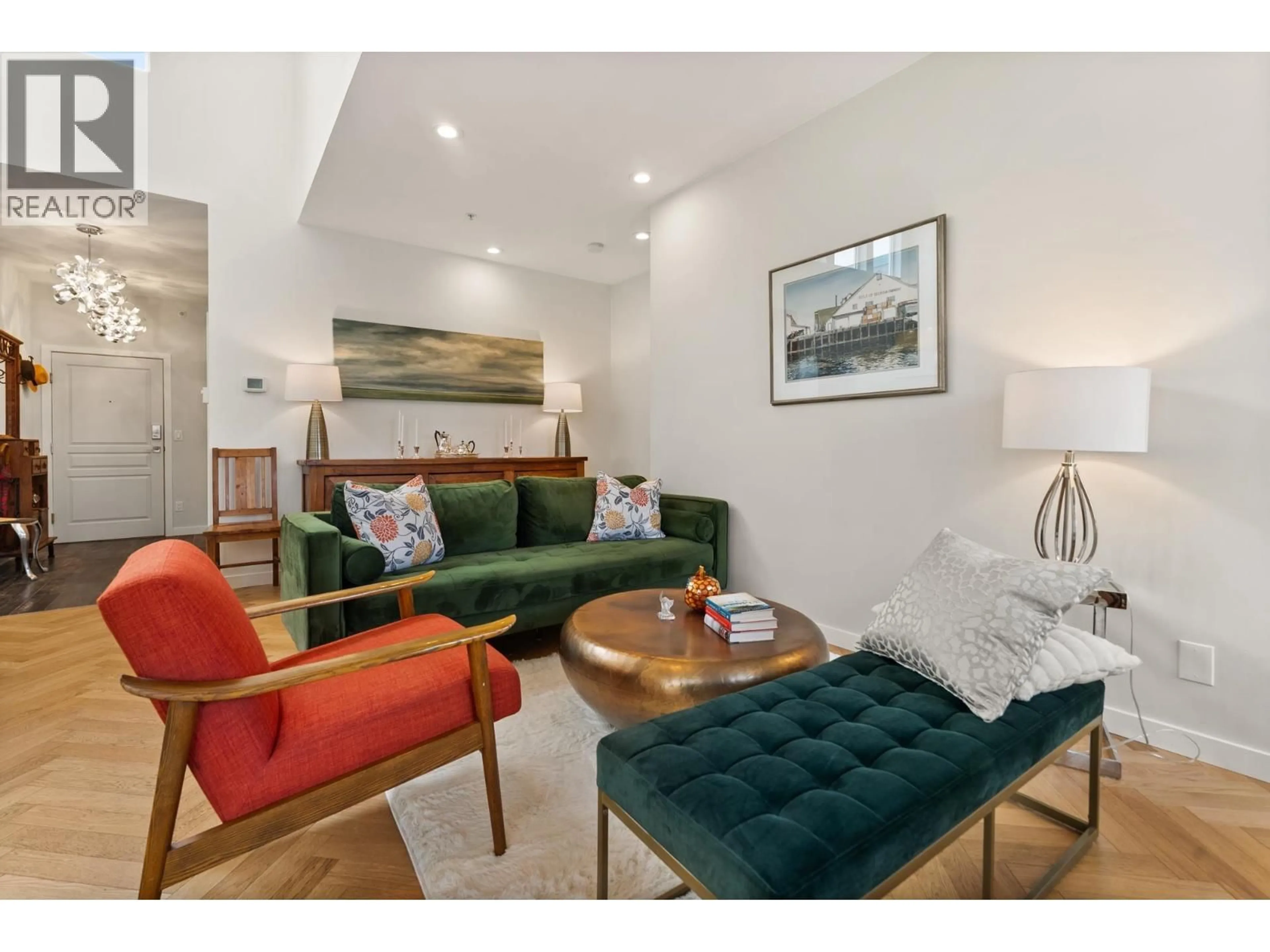 Living room with furniture, wood/laminate floor for 413 - 5800 ANDREWS ROAD, Richmond British Columbia V7E6M2