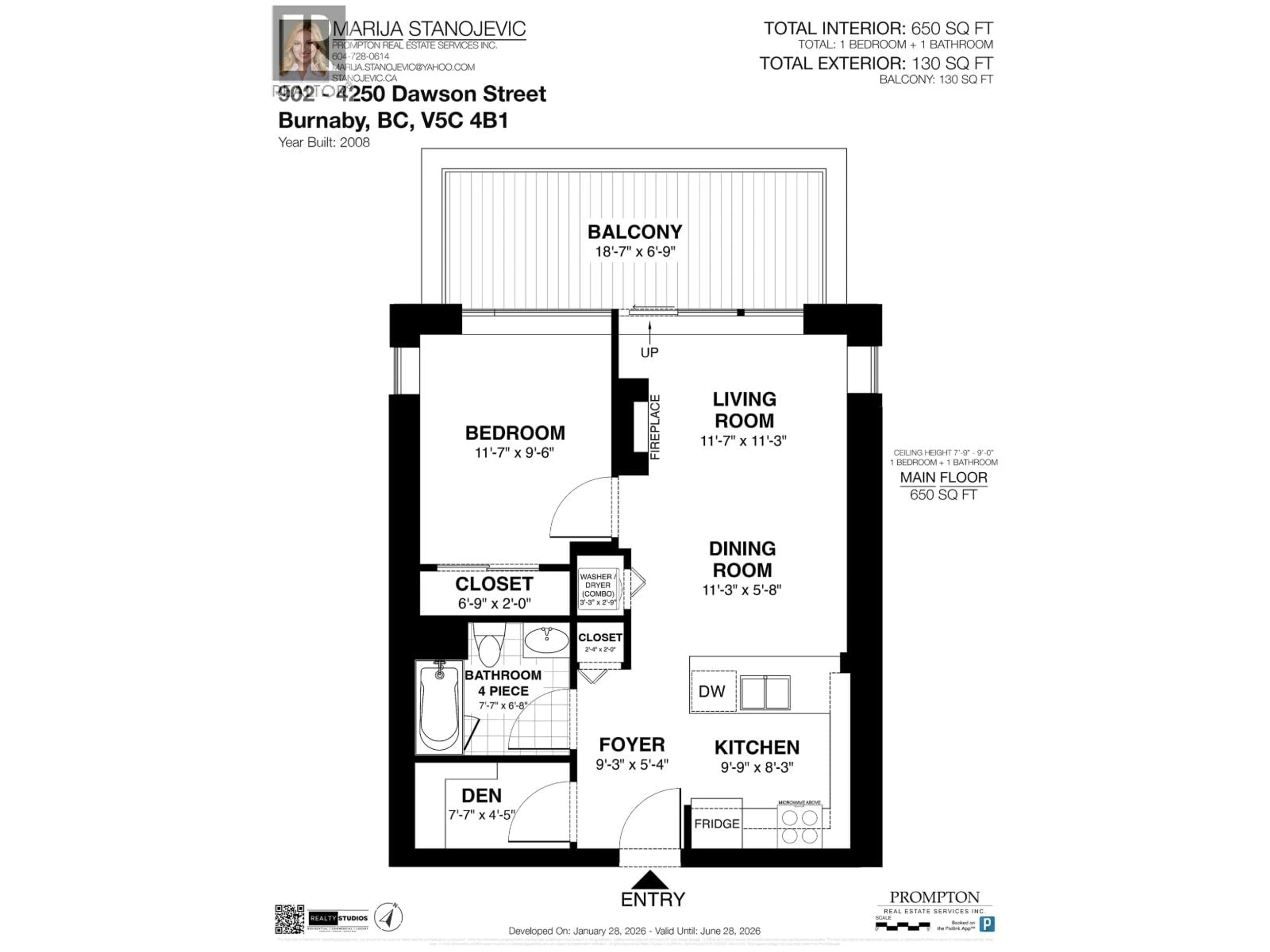 Floor plan for 902 - 4250 DAWSON STREET, Burnaby British Columbia V5C4B1