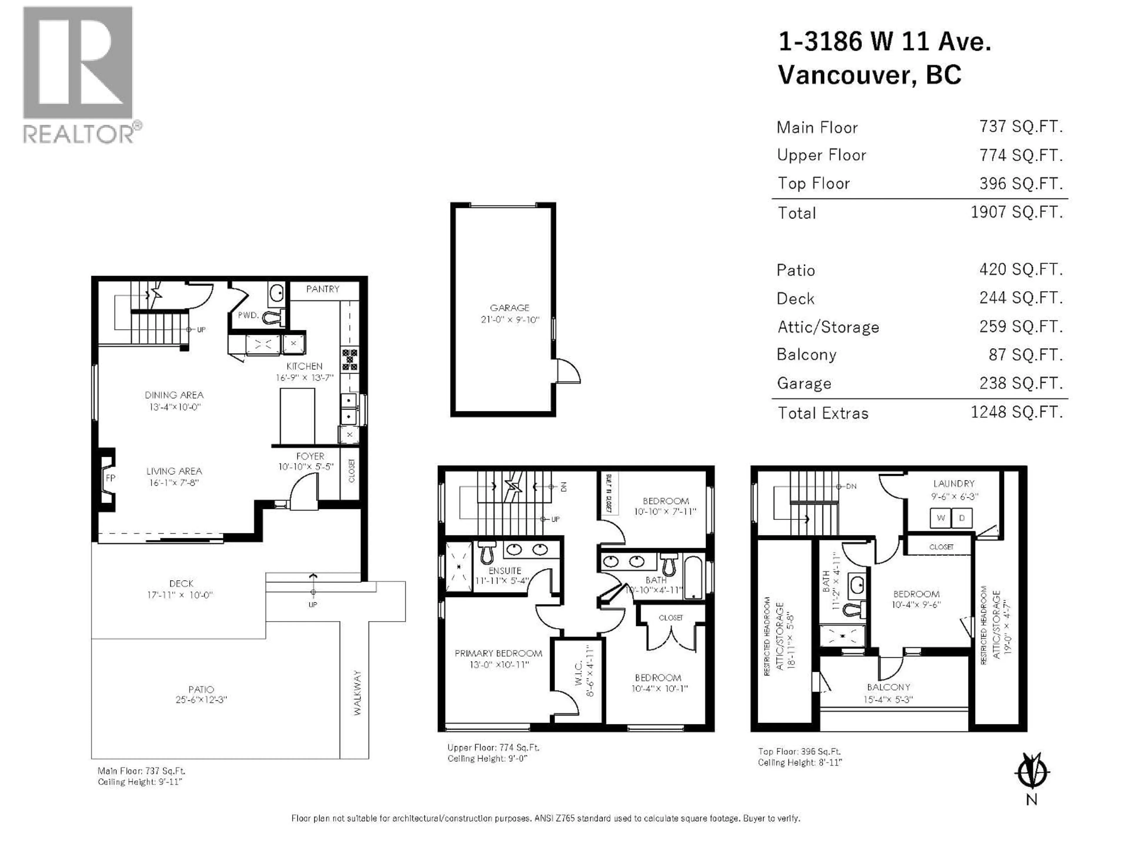 Floor plan for 1 - 3186 11TH AVENUE, Vancouver British Columbia V6K2M7