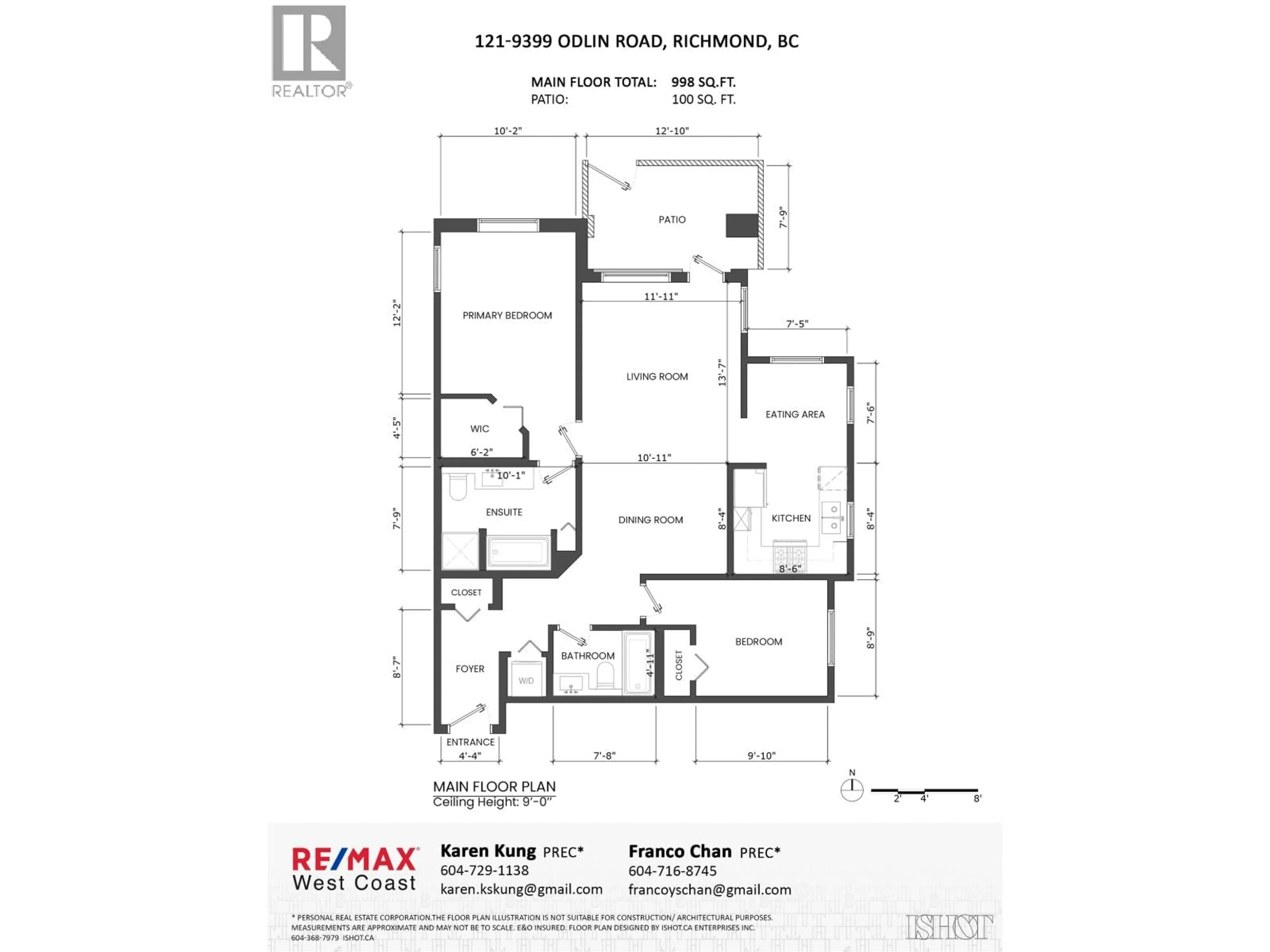 Floor plan for 121 - 9399 ODLIN ROAD, Richmond British Columbia V6X0J6