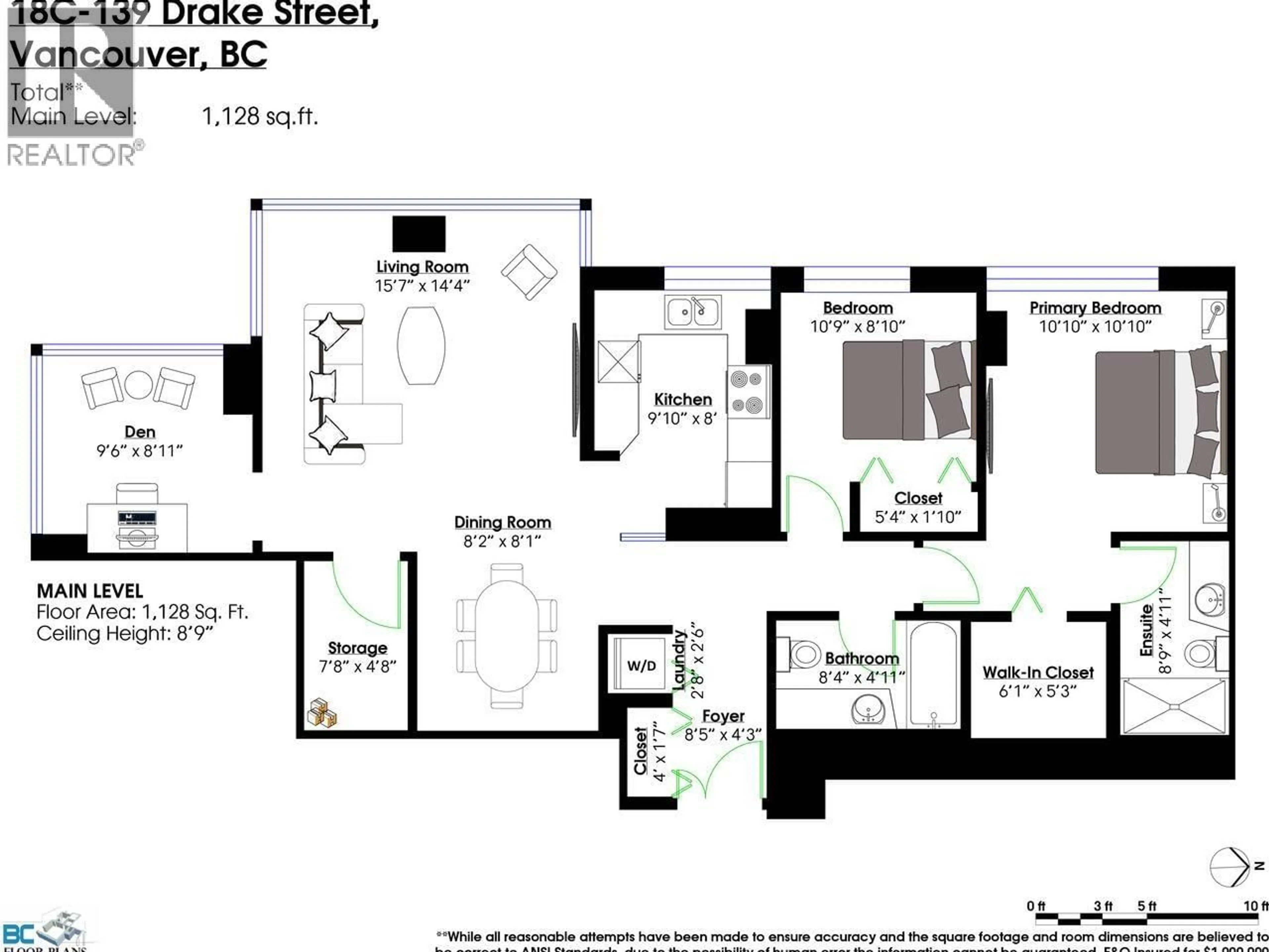 Floor plan for 18C - 139 DRAKE STREET, Vancouver British Columbia V6Z2T8