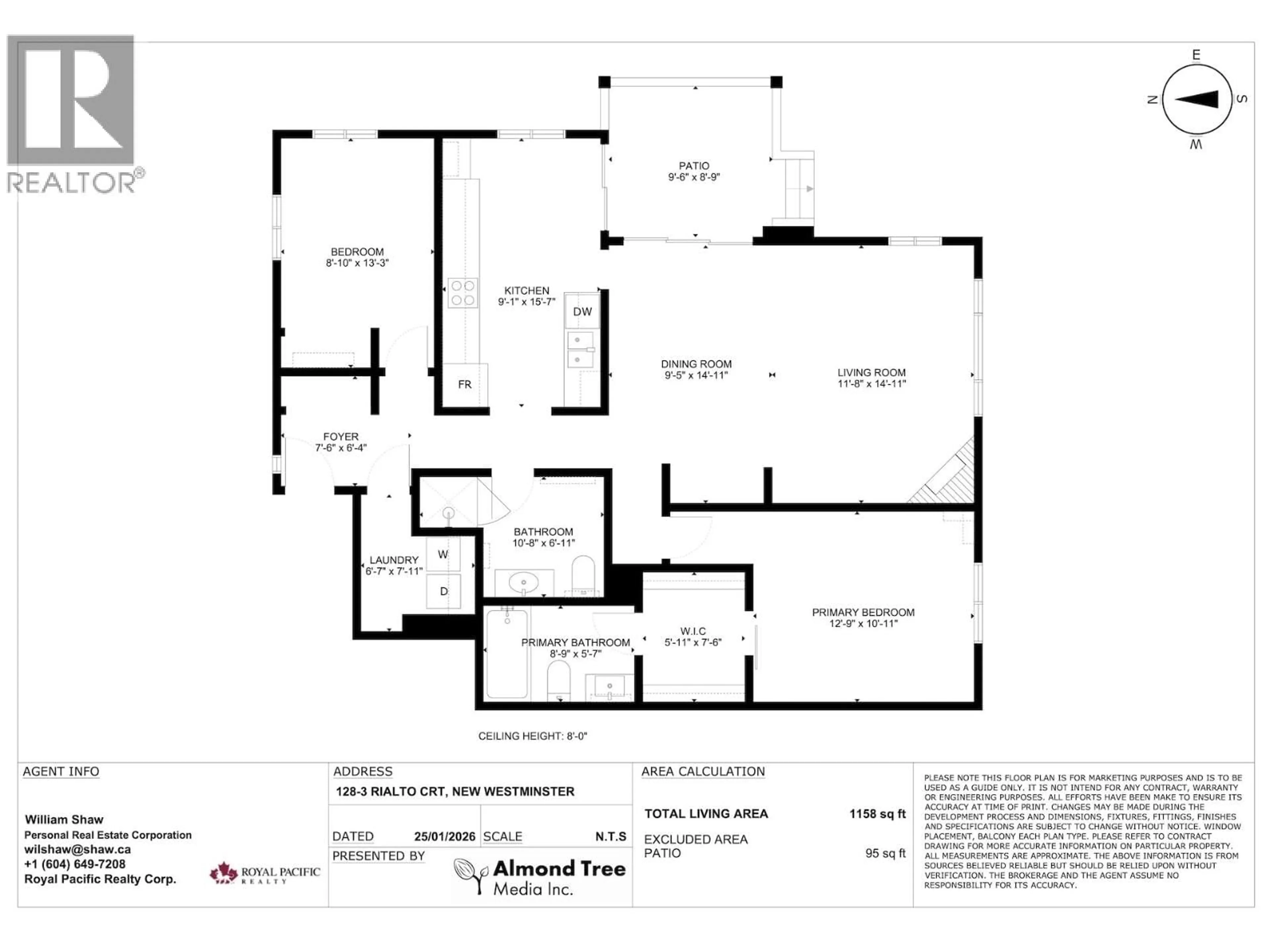 Floor plan for 128 - 3 RIALTO COURT, New Westminster British Columbia V3M6P2