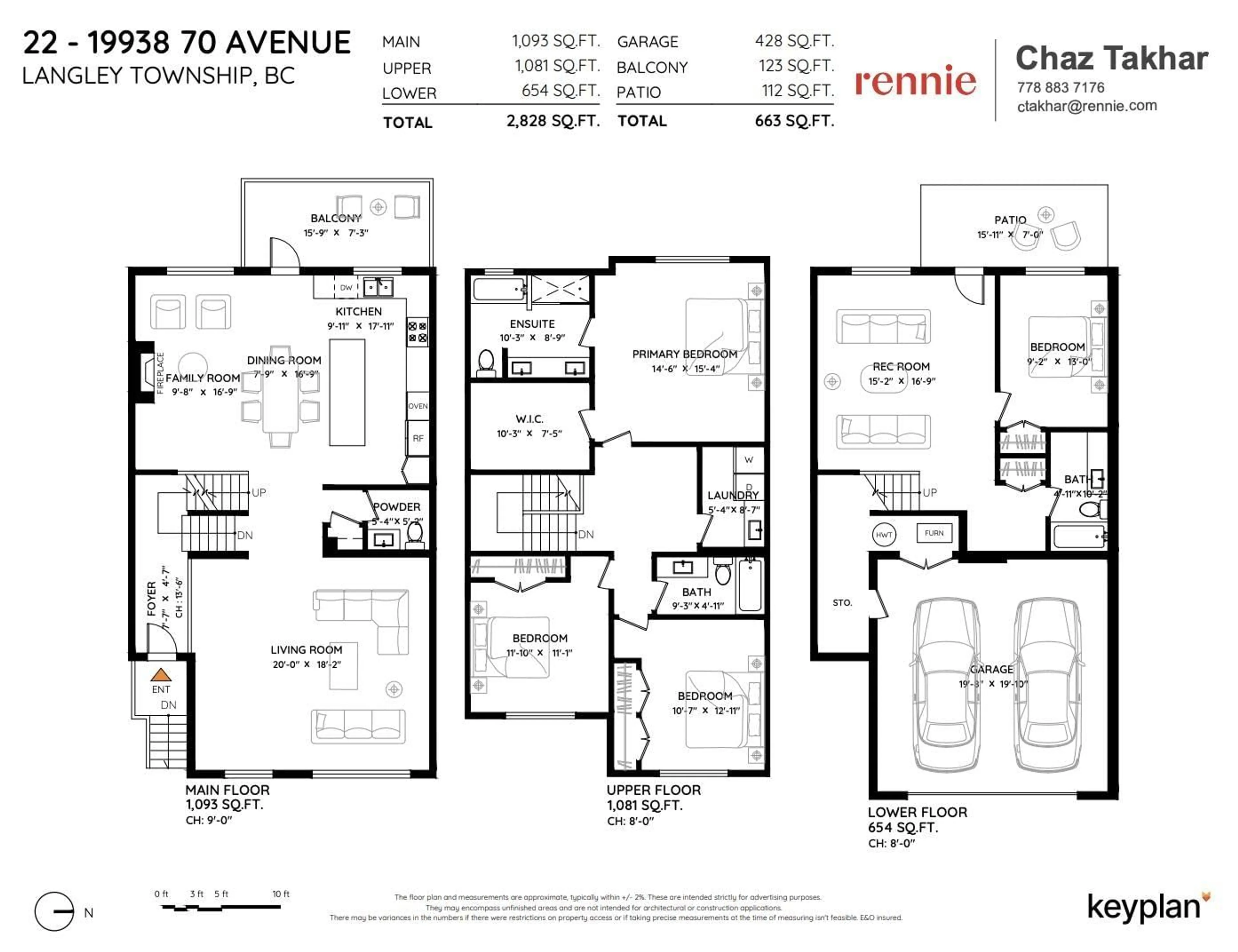 Floor plan for 22 - 19938 70 AVENUE, Langley British Columbia V2Y0R1