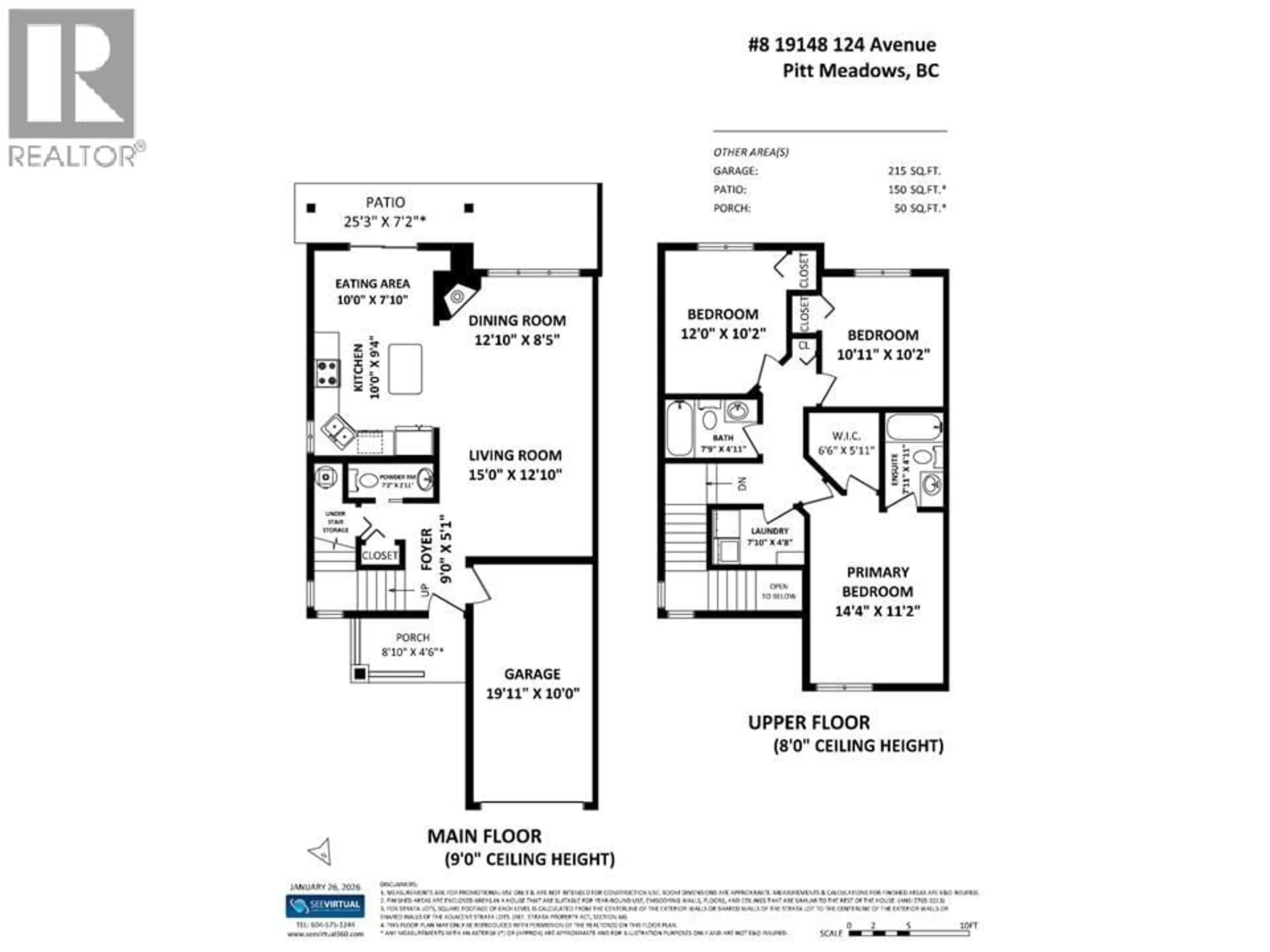 Floor plan for 8 - 19148 124 AVENUE, Pitt Meadows British Columbia V3Y2V2