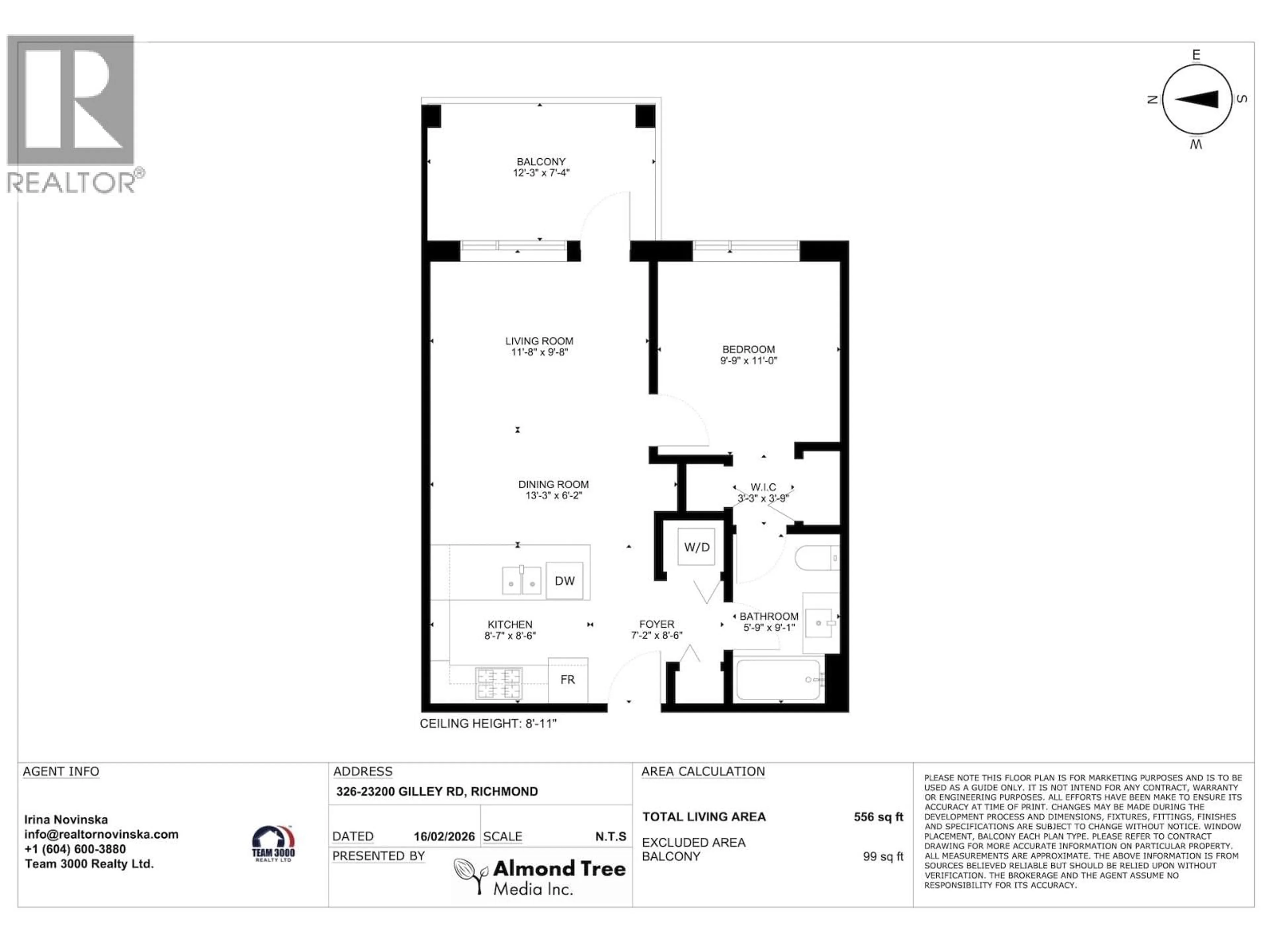 Floor plan for 326 - 23200 GILLEY ROAD, Richmond British Columbia V6V0C7