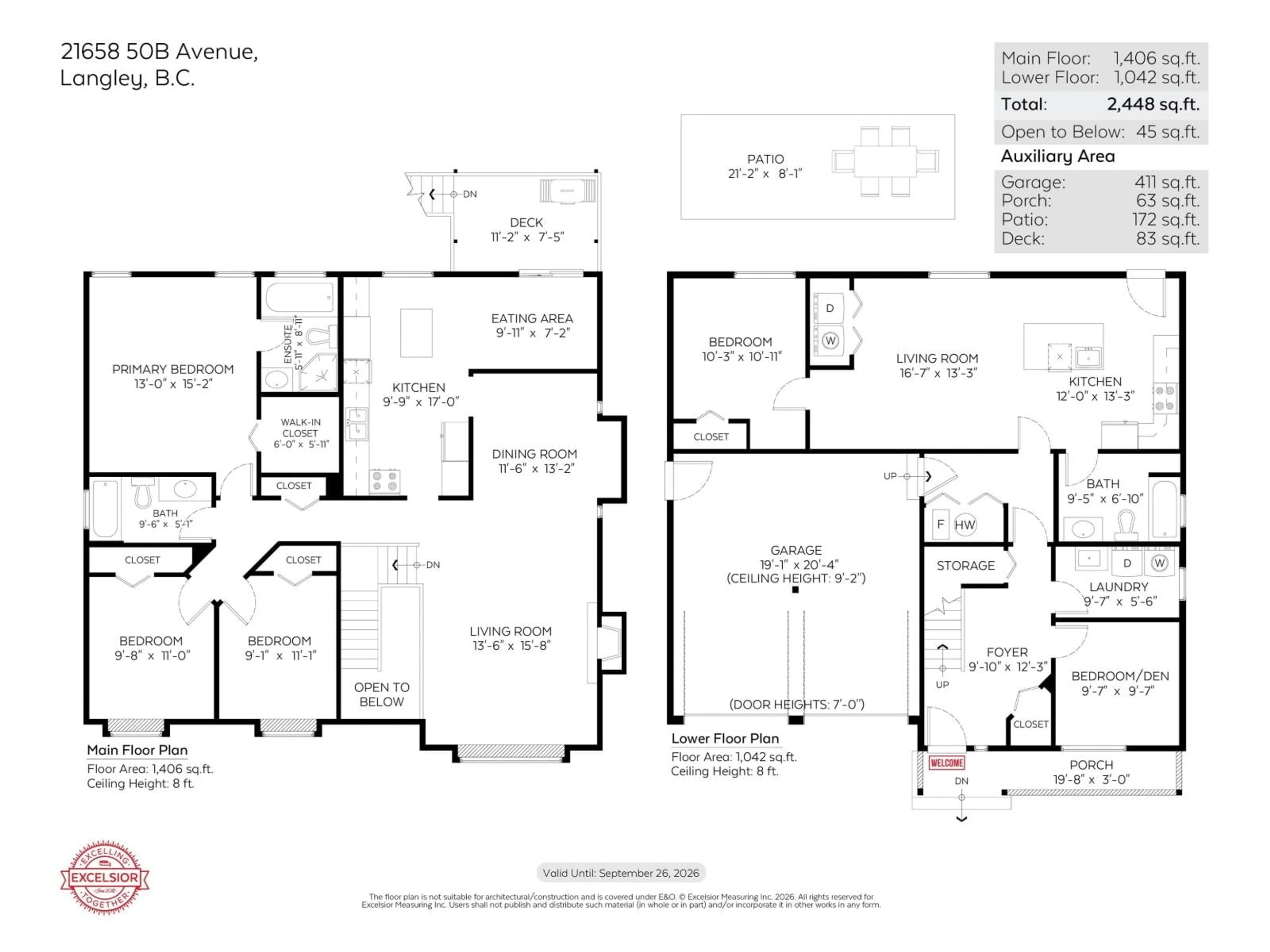 Floor plan for 21658 50B AVENUE, Langley British Columbia V3A8W8