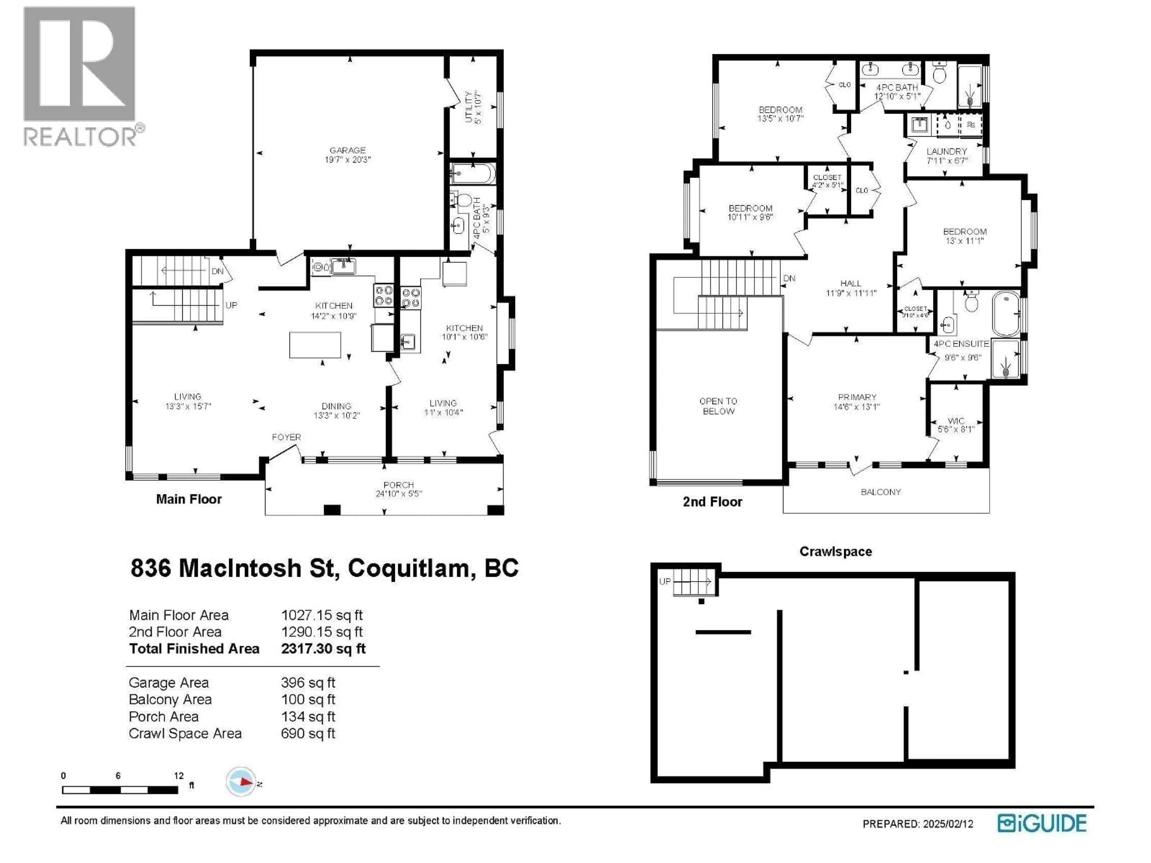 Floor plan for 836 MACINTOSH STREET, Coquitlam British Columbia V3J4Z2