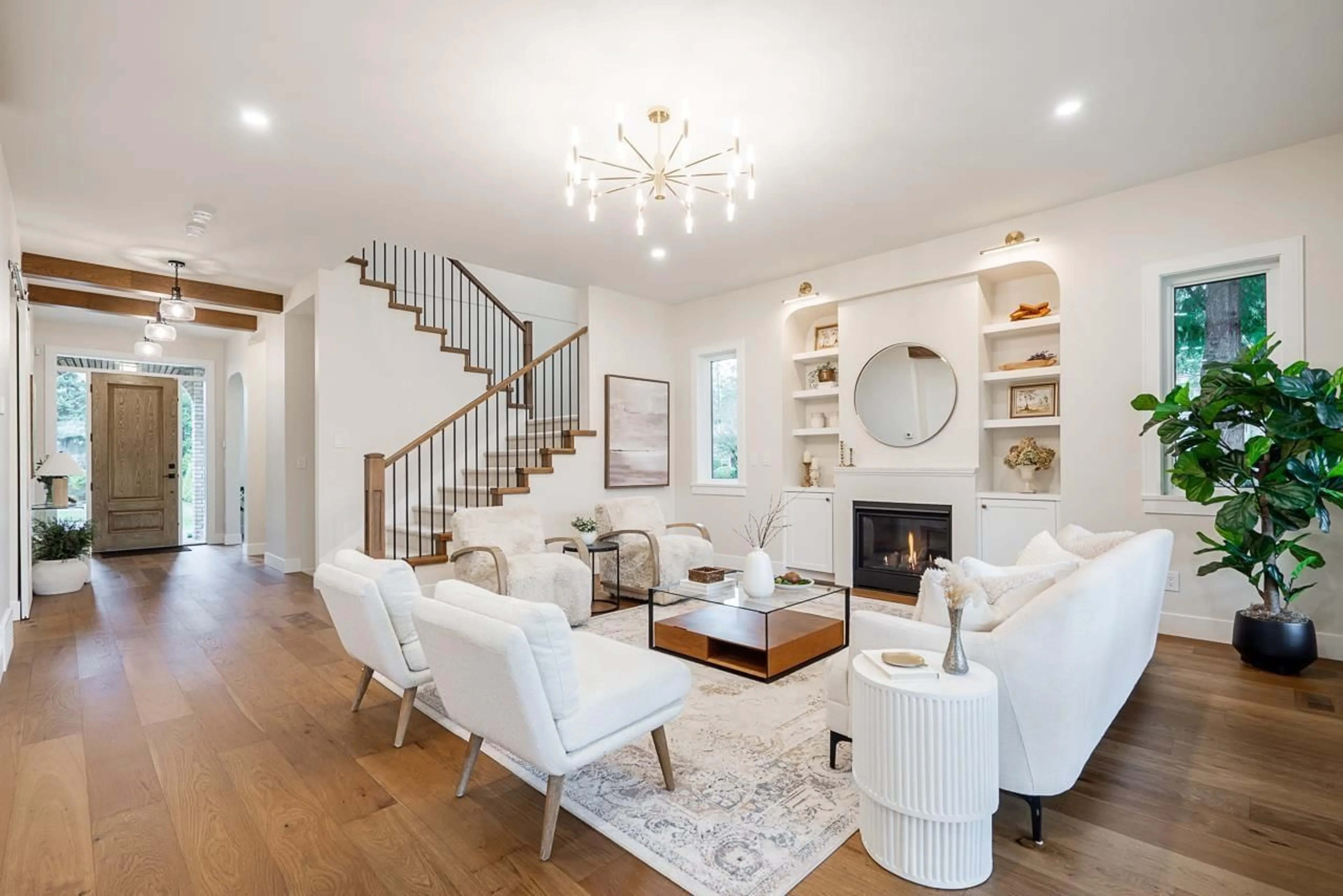 Living room with furniture, wood/laminate floor for 21026 45A AVENUE, Langley British Columbia V3A8Z3