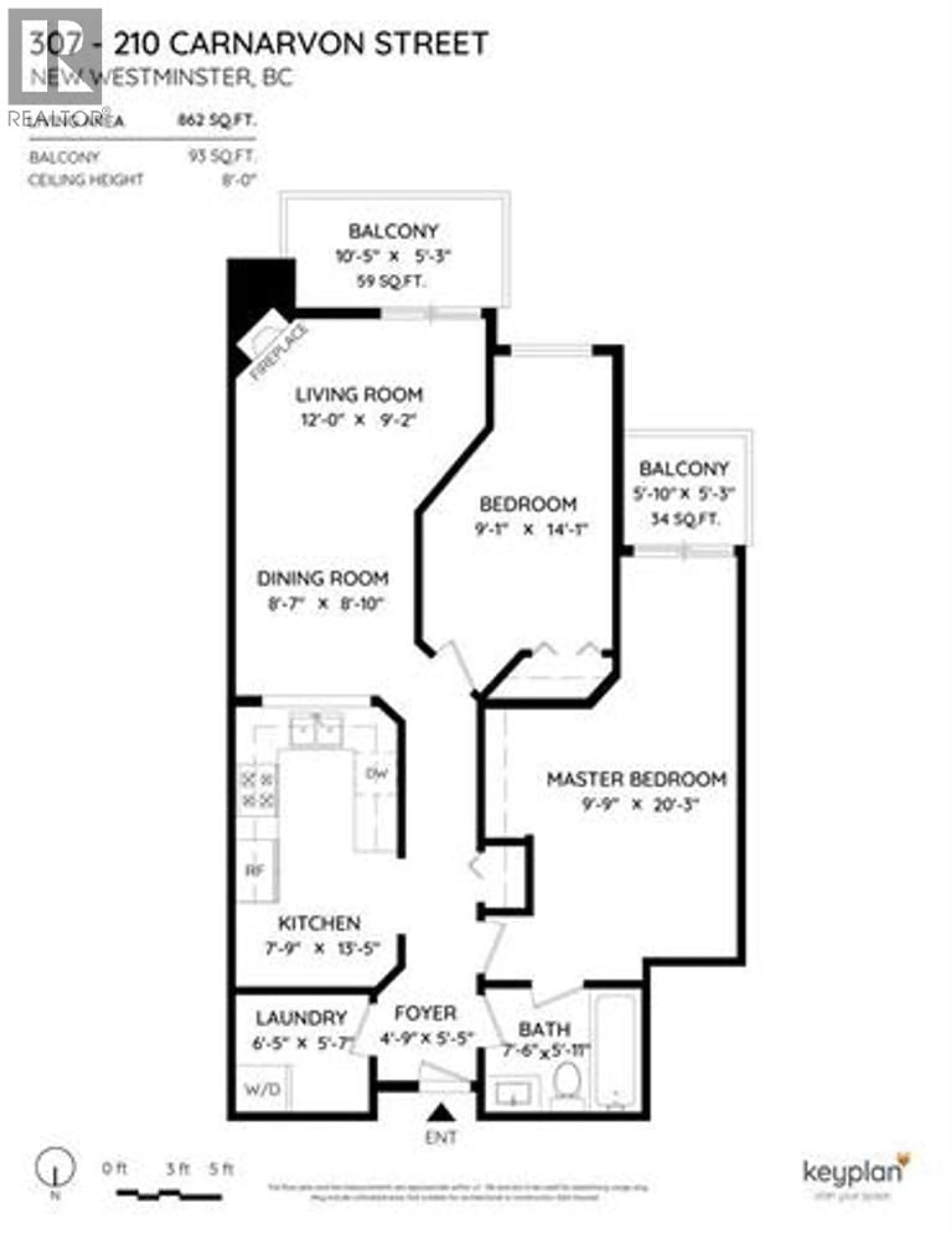 Floor plan for 307 - 210 CARNARVON STREET, New Westminster British Columbia V3L1B8