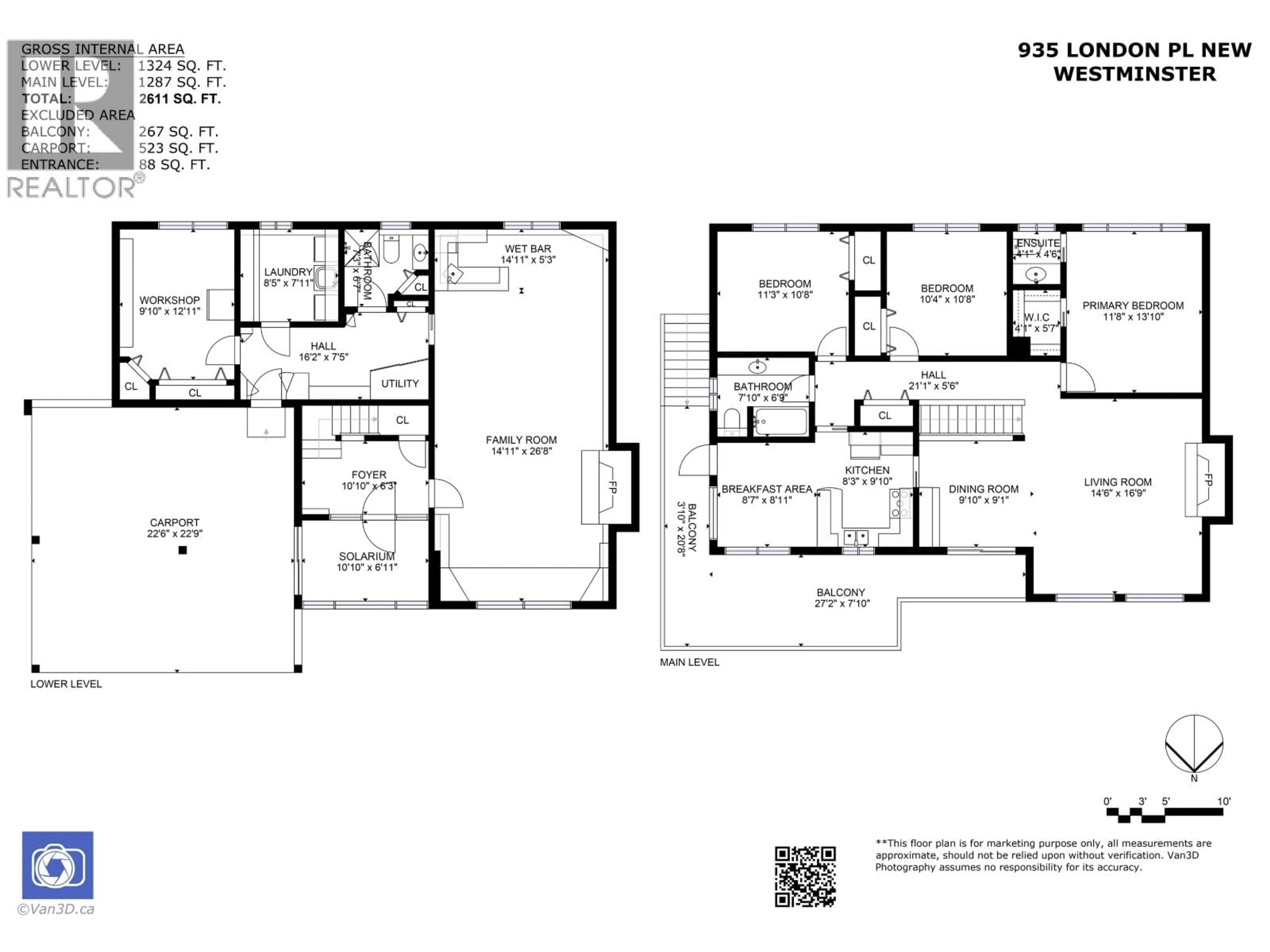 Floor plan for 935 LONDON PLACE, New Westminster British Columbia V3M4Z5