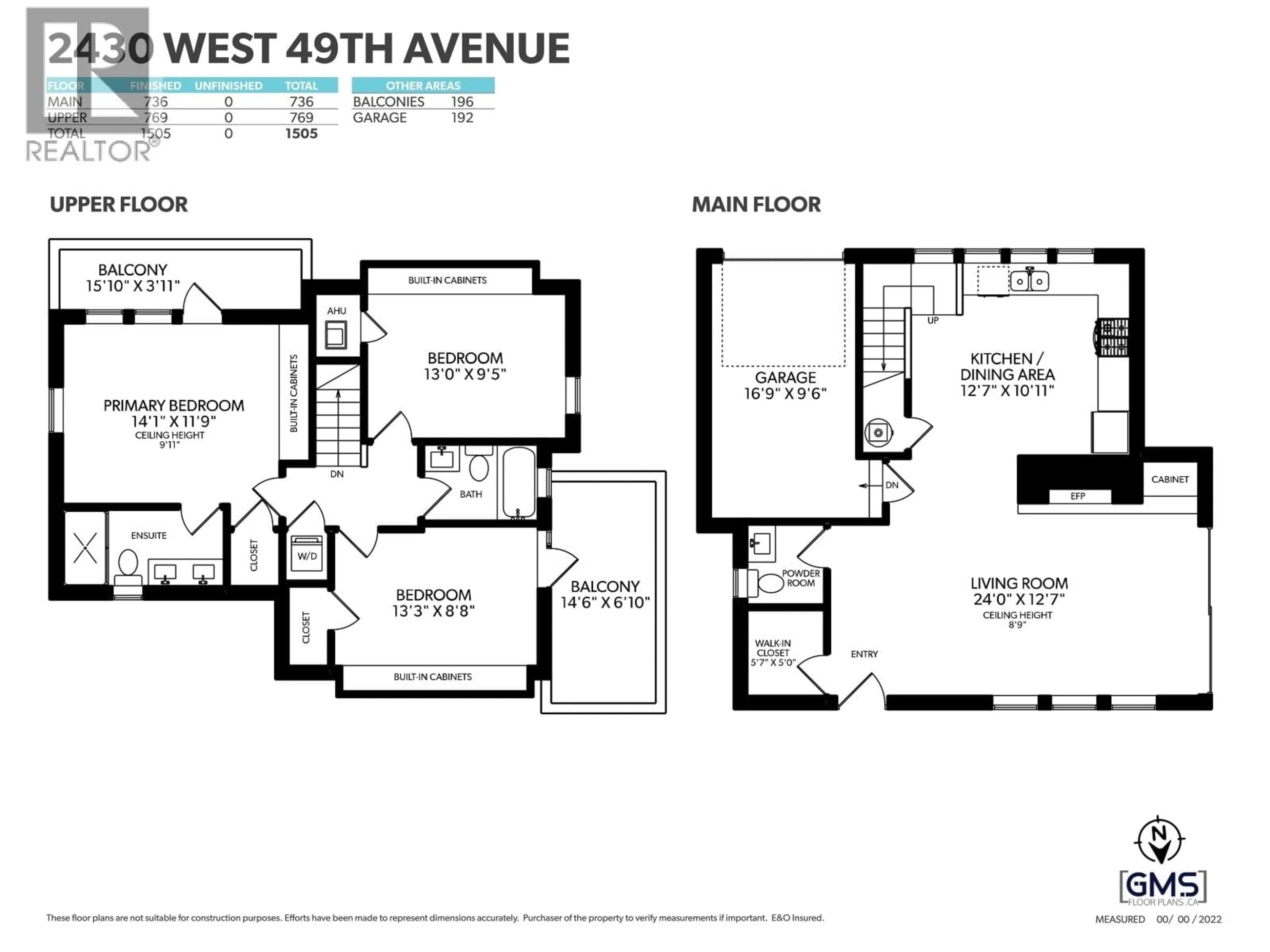 Floor plan for 2430 49TH AVENUE, Vancouver British Columbia V6M2V3