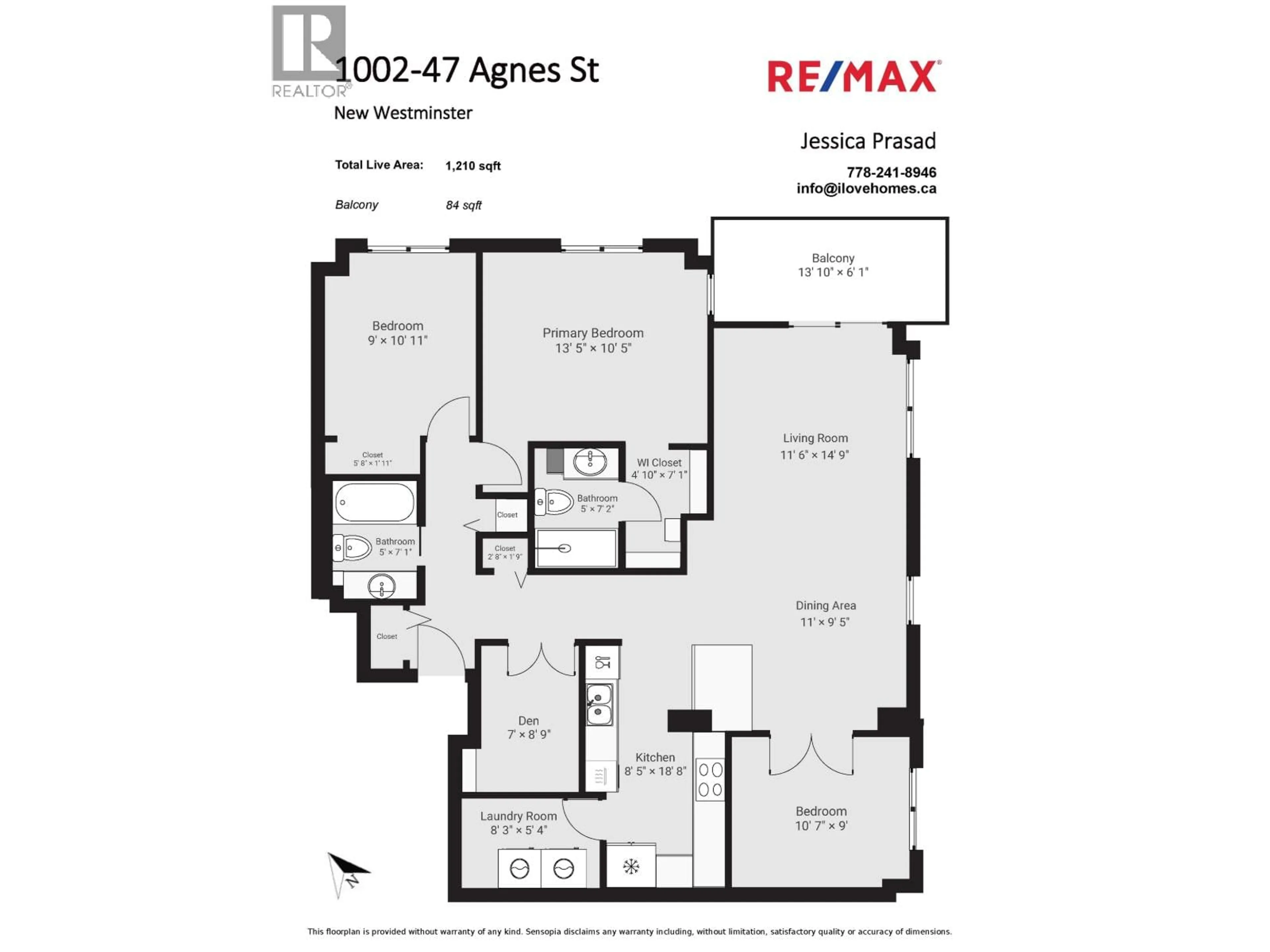 Floor plan for 1002 - 47 AGNES STREET, New Westminster British Columbia V3L1E2