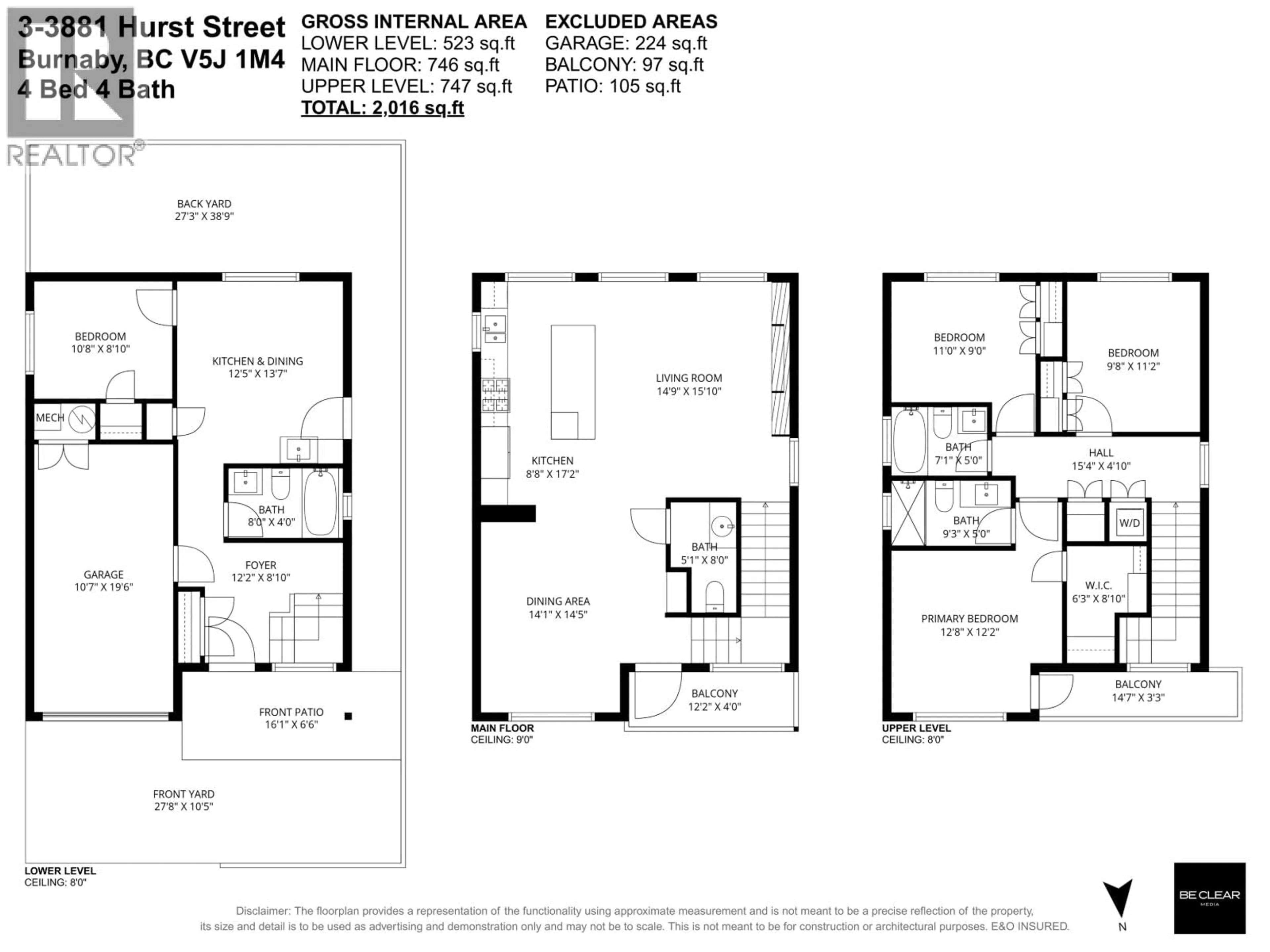 Floor plan for 3 - 3881 HURST STREET, Burnaby British Columbia V5J1M4