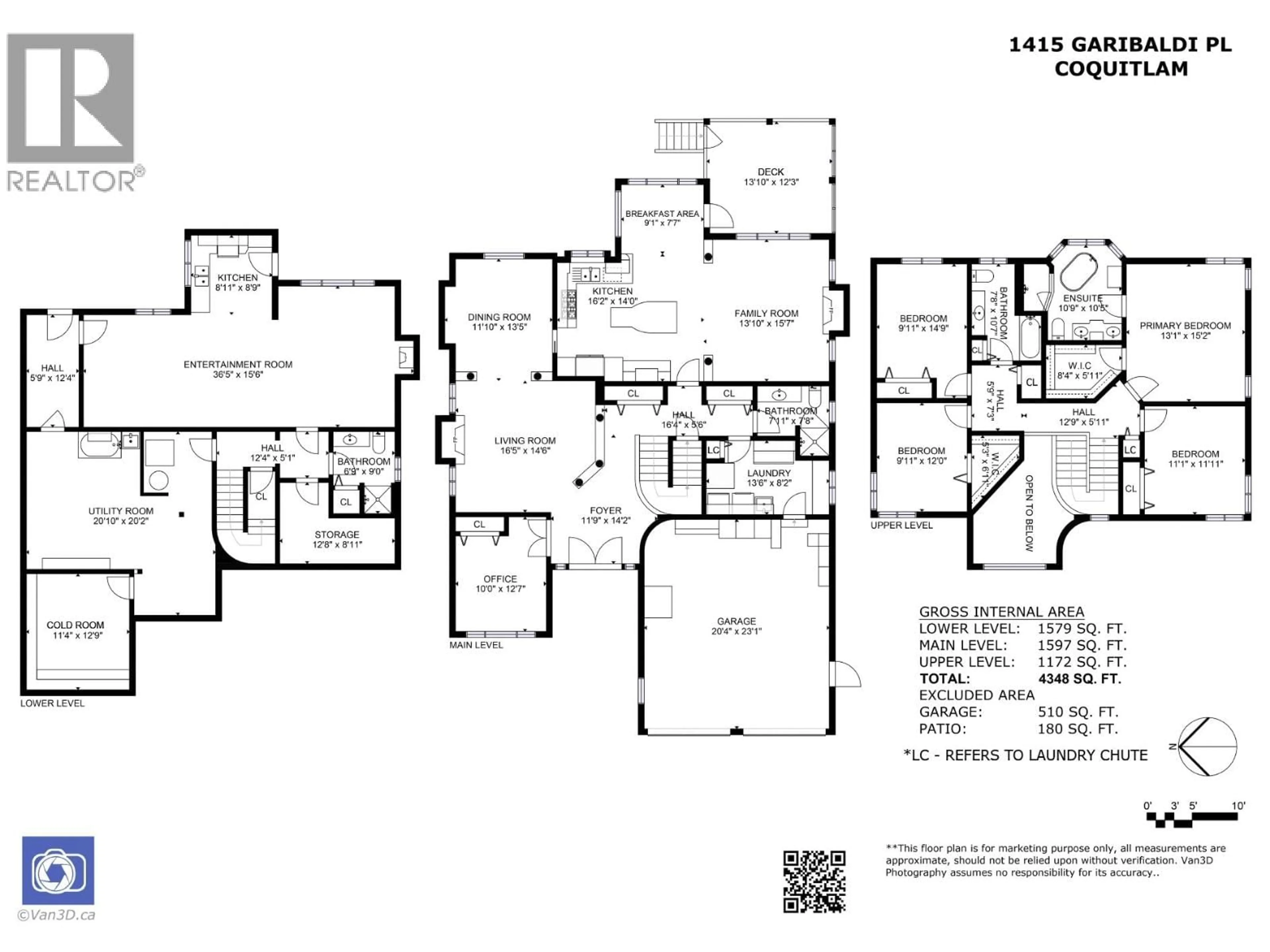 Floor plan for 1415 GARIBALDI PLACE, Coquitlam British Columbia V3E2S6