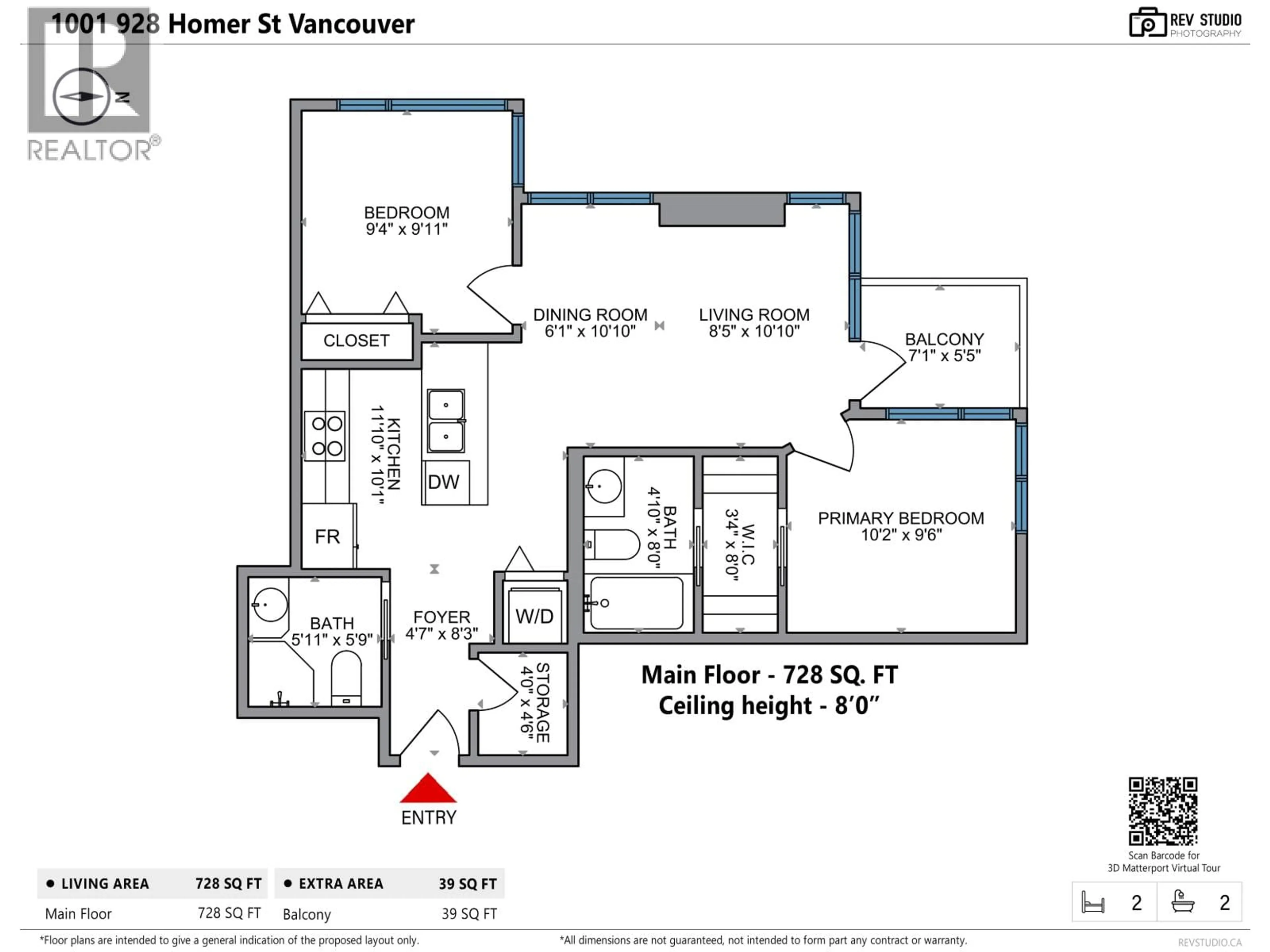 Floor plan for 1001 - 928 HOMER STREET, Vancouver British Columbia V6B1T7