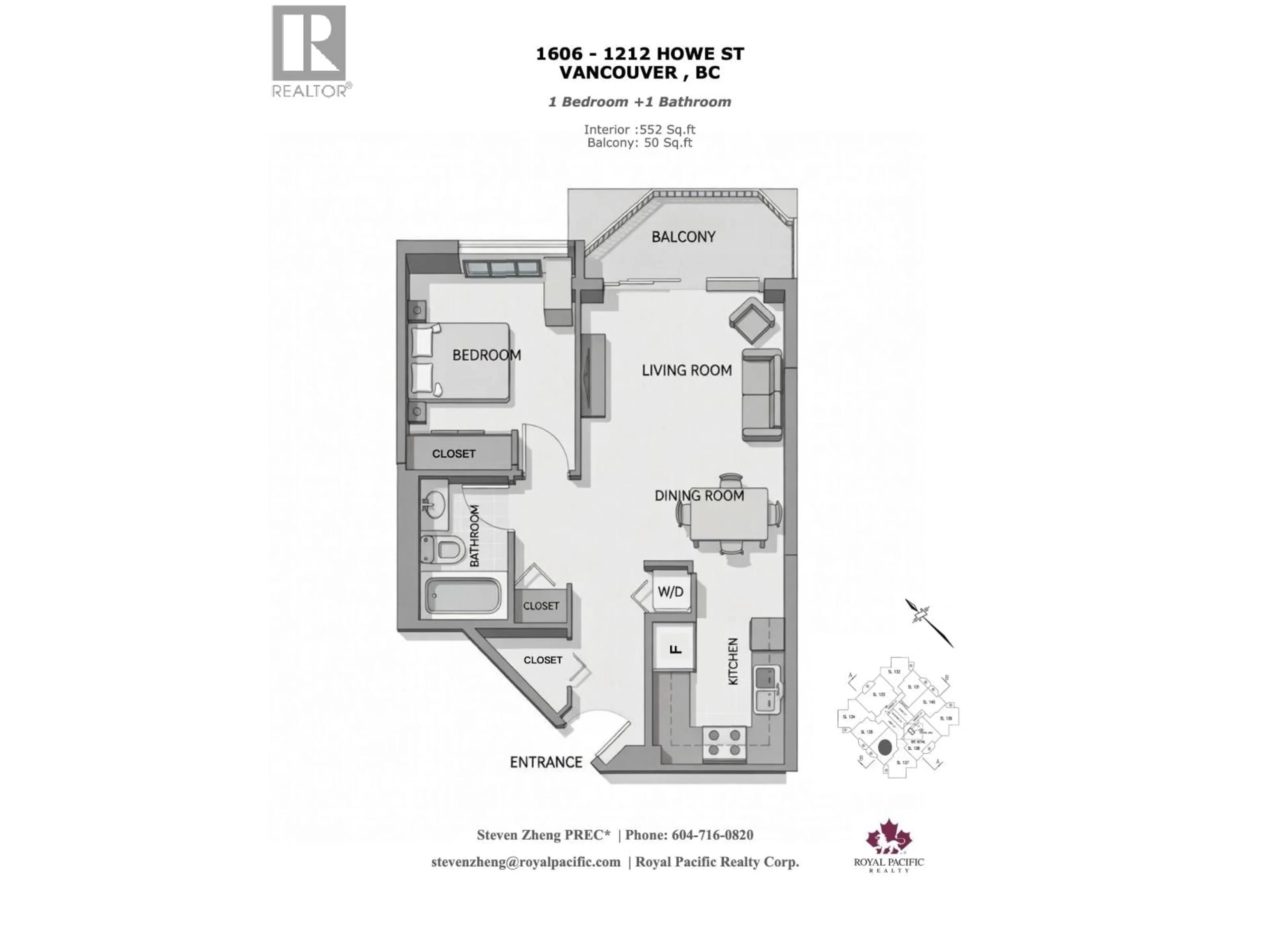 Floor plan for 1606 - 1212 HOWE STREET, Vancouver British Columbia V6Z2M9