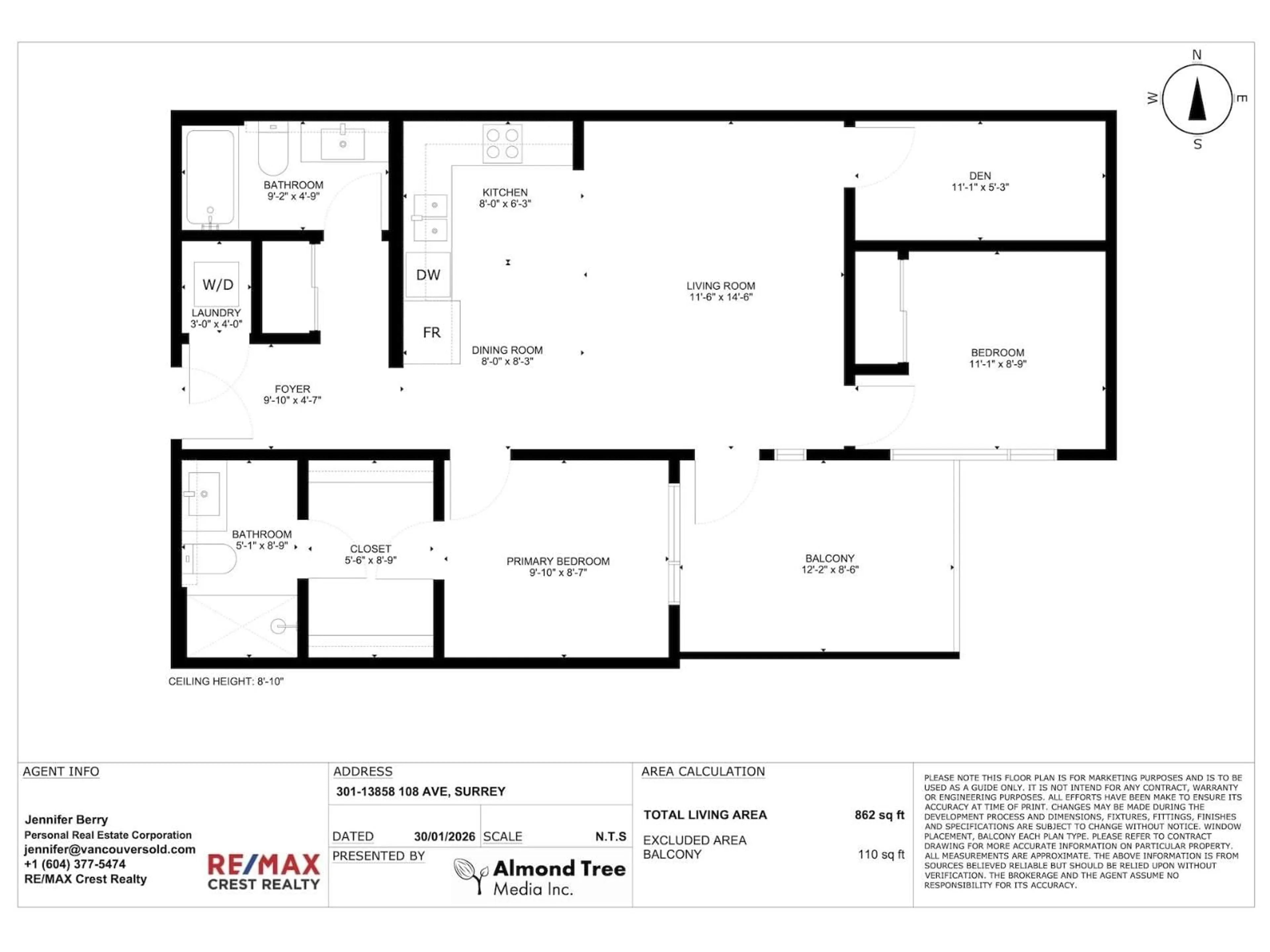Floor plan for 301 - 13858 108 AVENUE, Surrey British Columbia V3T0T8