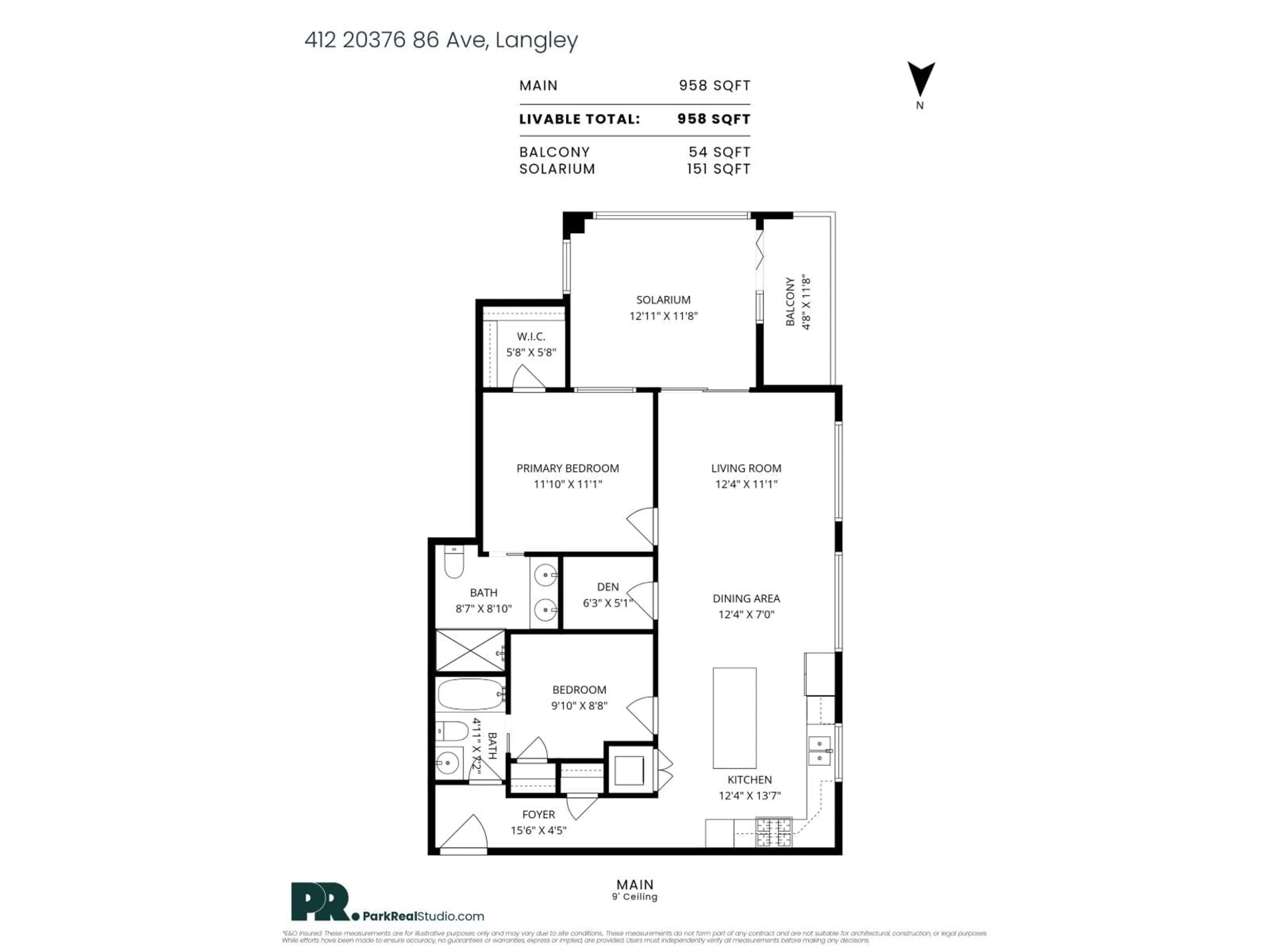 Floor plan for 412 - 20376 86 AVENUE, Langley British Columbia V2Y3P8