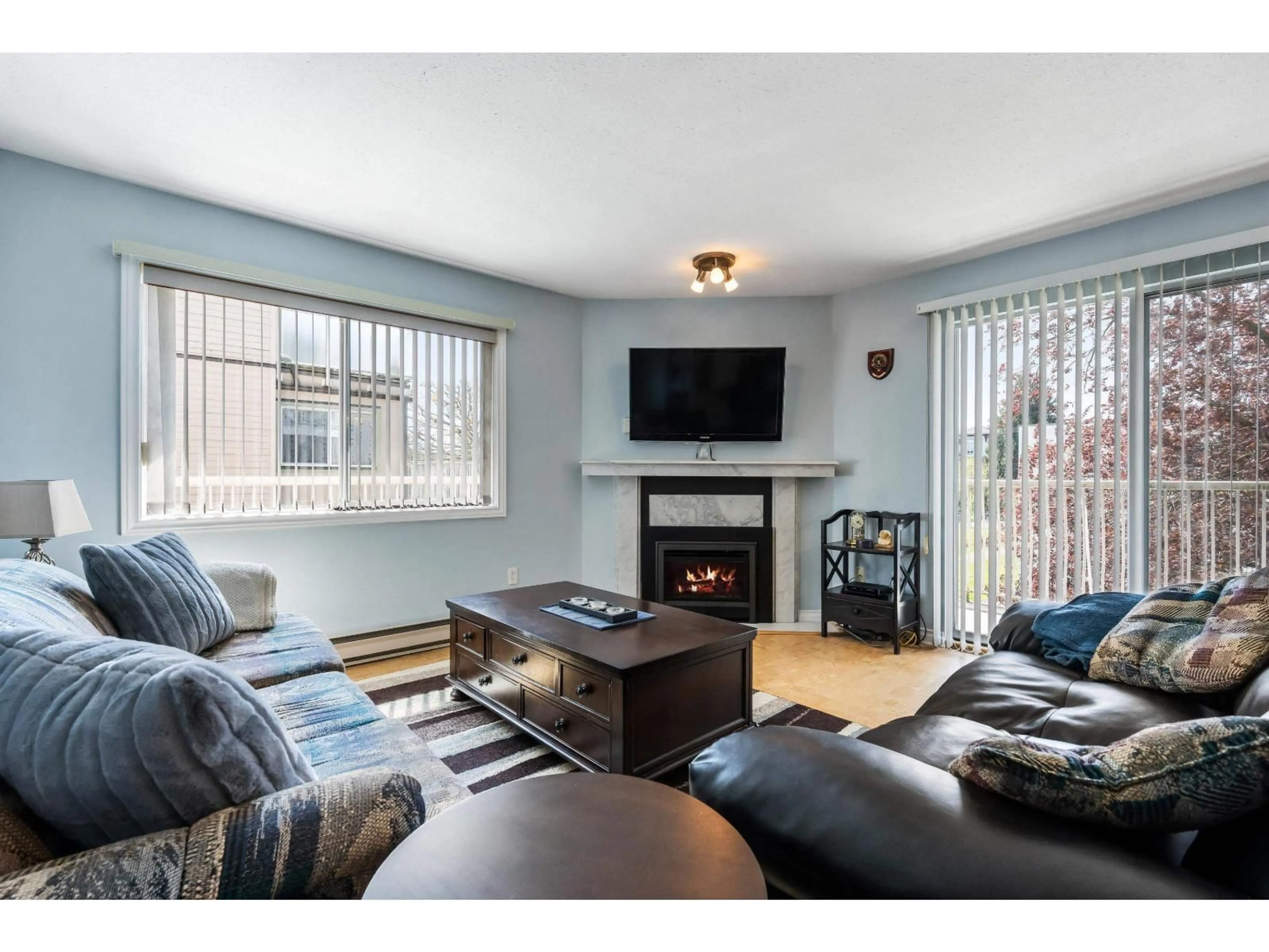 Living room with furniture, wood/laminate floor for 214 - 8985 MARY STREET, Chilliwack British Columbia V2P4J4