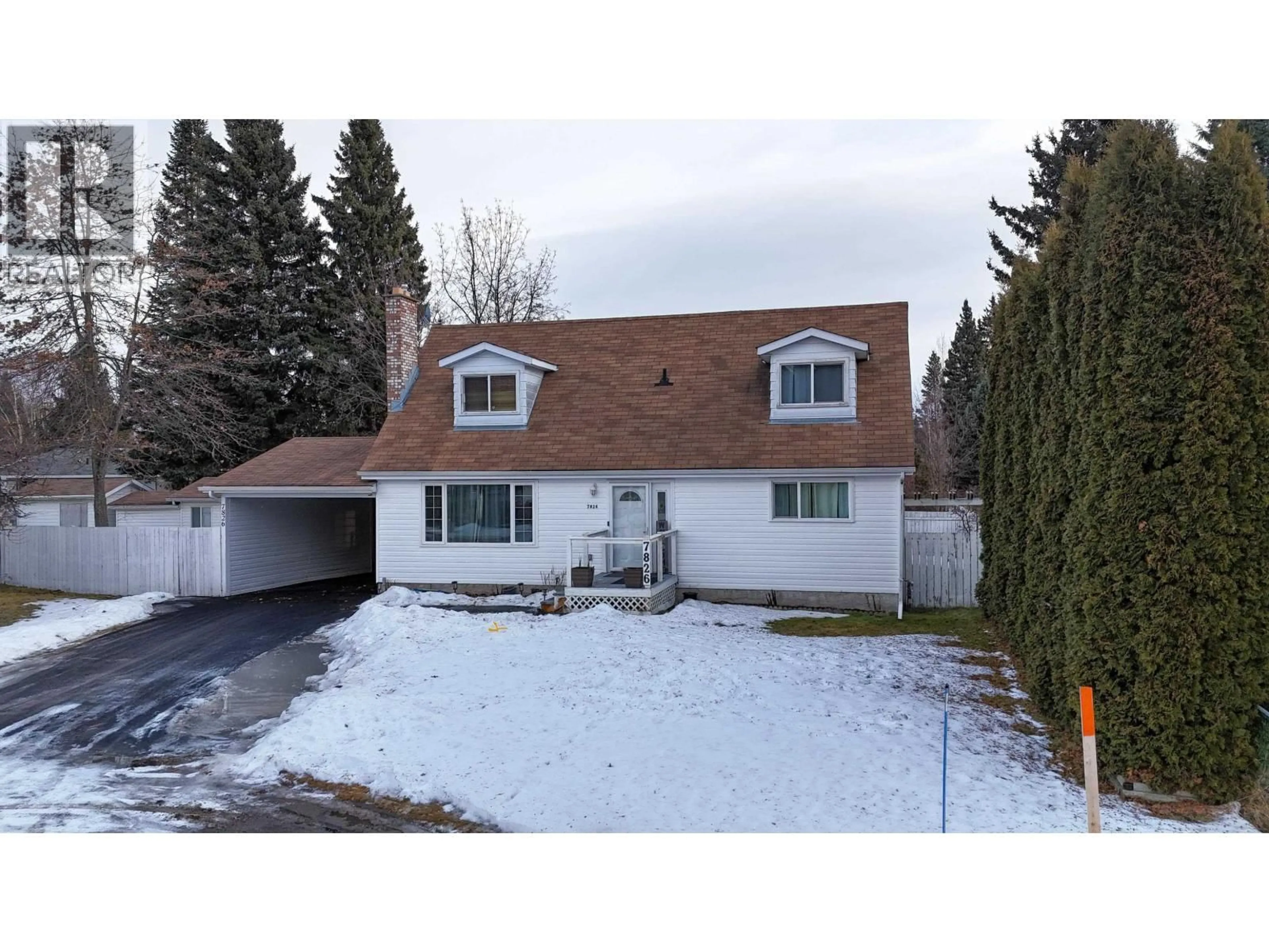 Home with vinyl exterior material, street for 7826 REGIS PLACE, Prince George British Columbia V2N3J1
