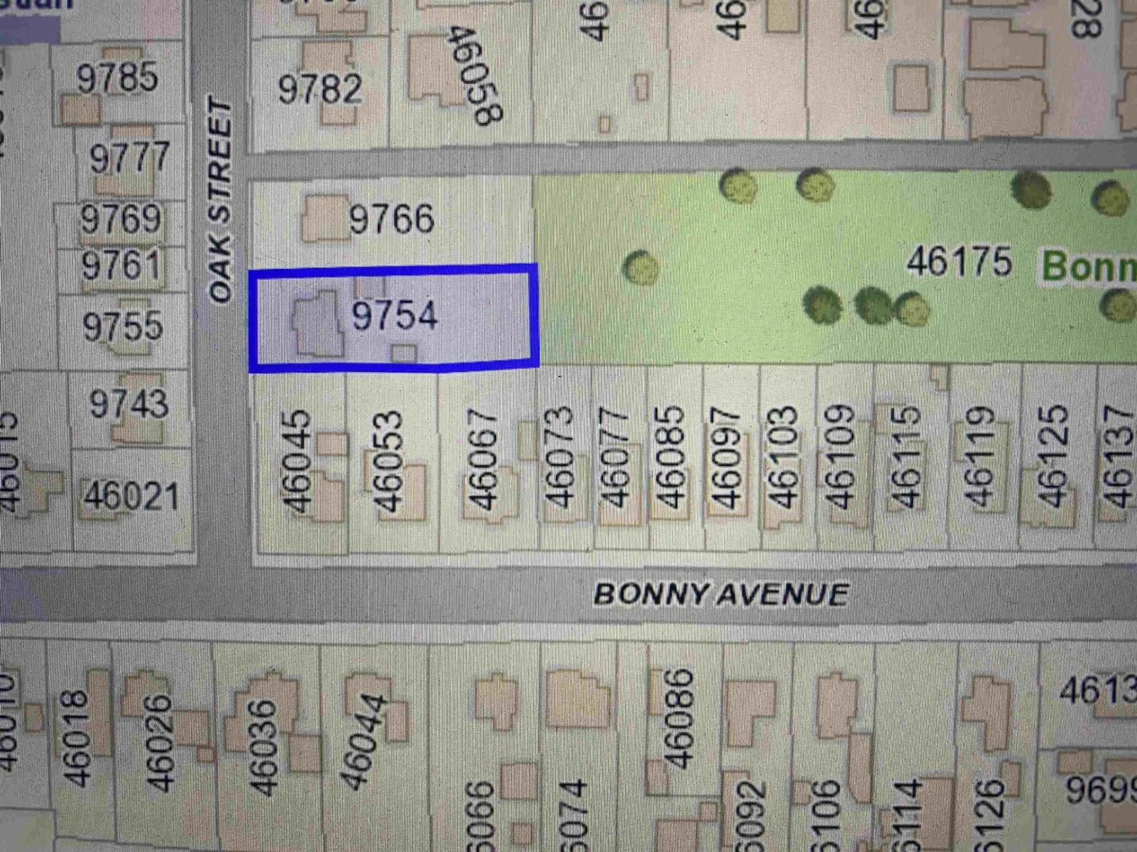 Picture of a map for 9754 OAK STREET, Chilliwack British Columbia V2P5A4