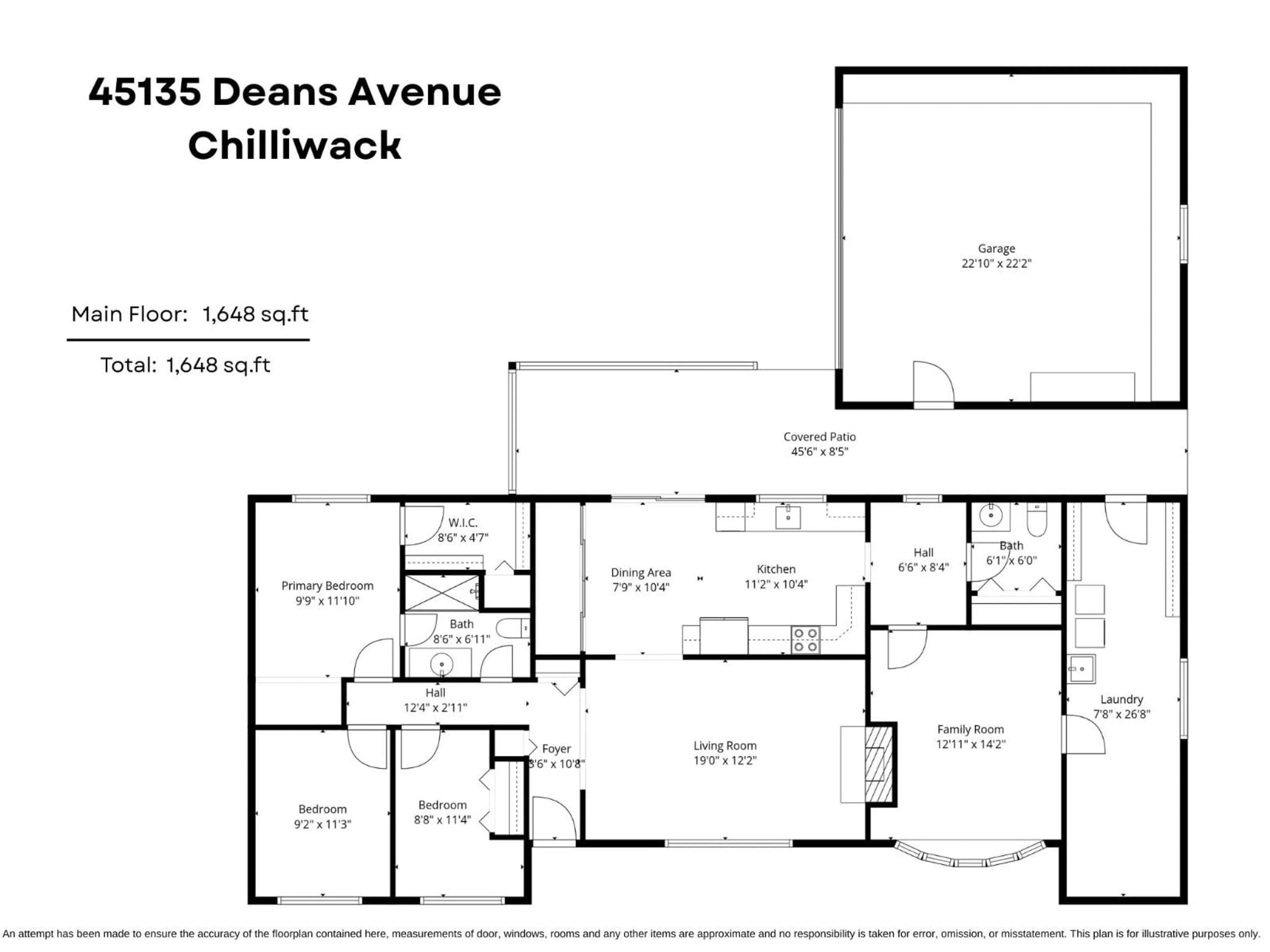 Floor plan for 45135 DEANS AVENUE, Chilliwack British Columbia V2P6V7