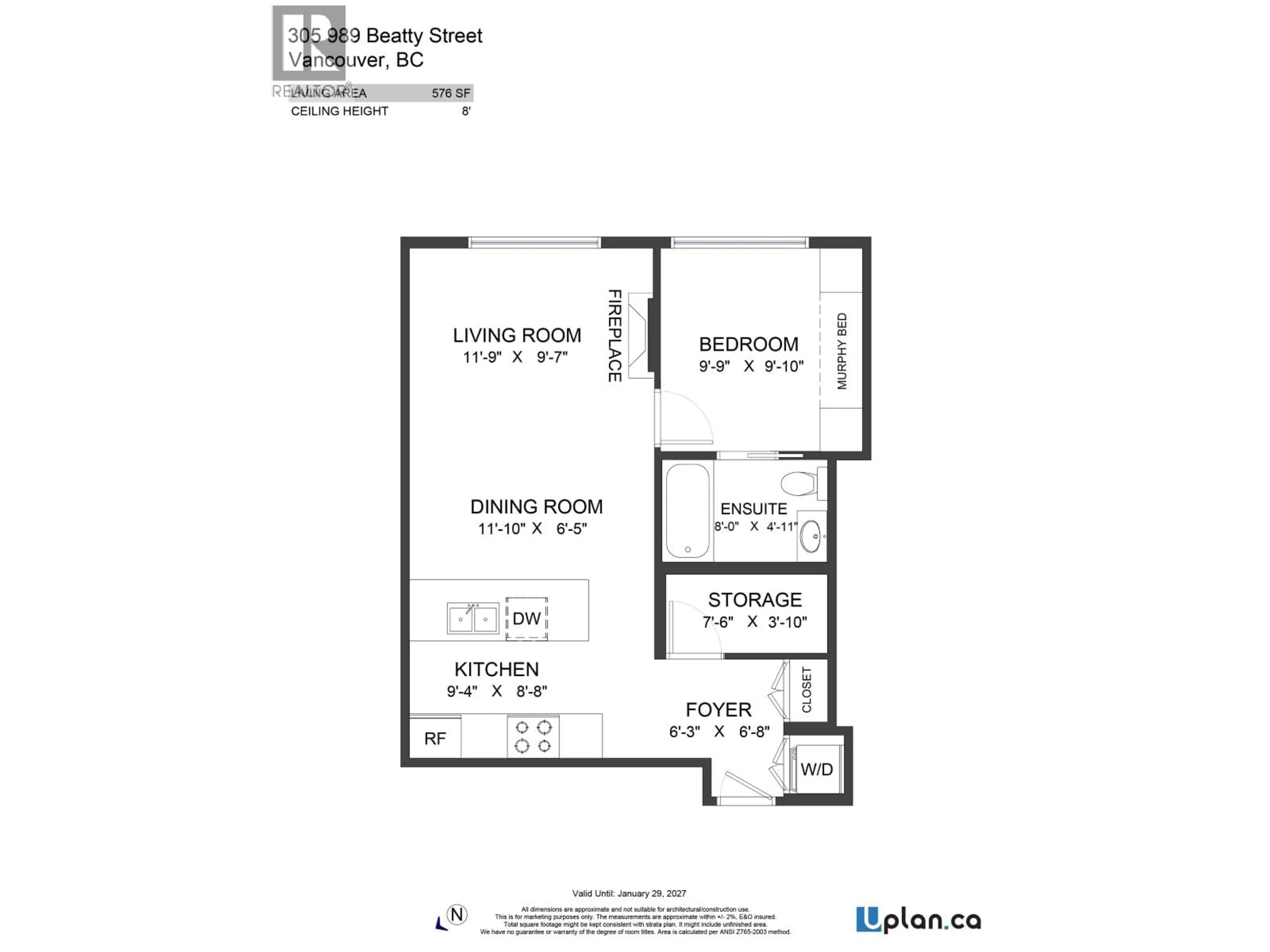 Floor plan for 305 - 989 BEATTY STREET, Vancouver British Columbia V6Z3C2