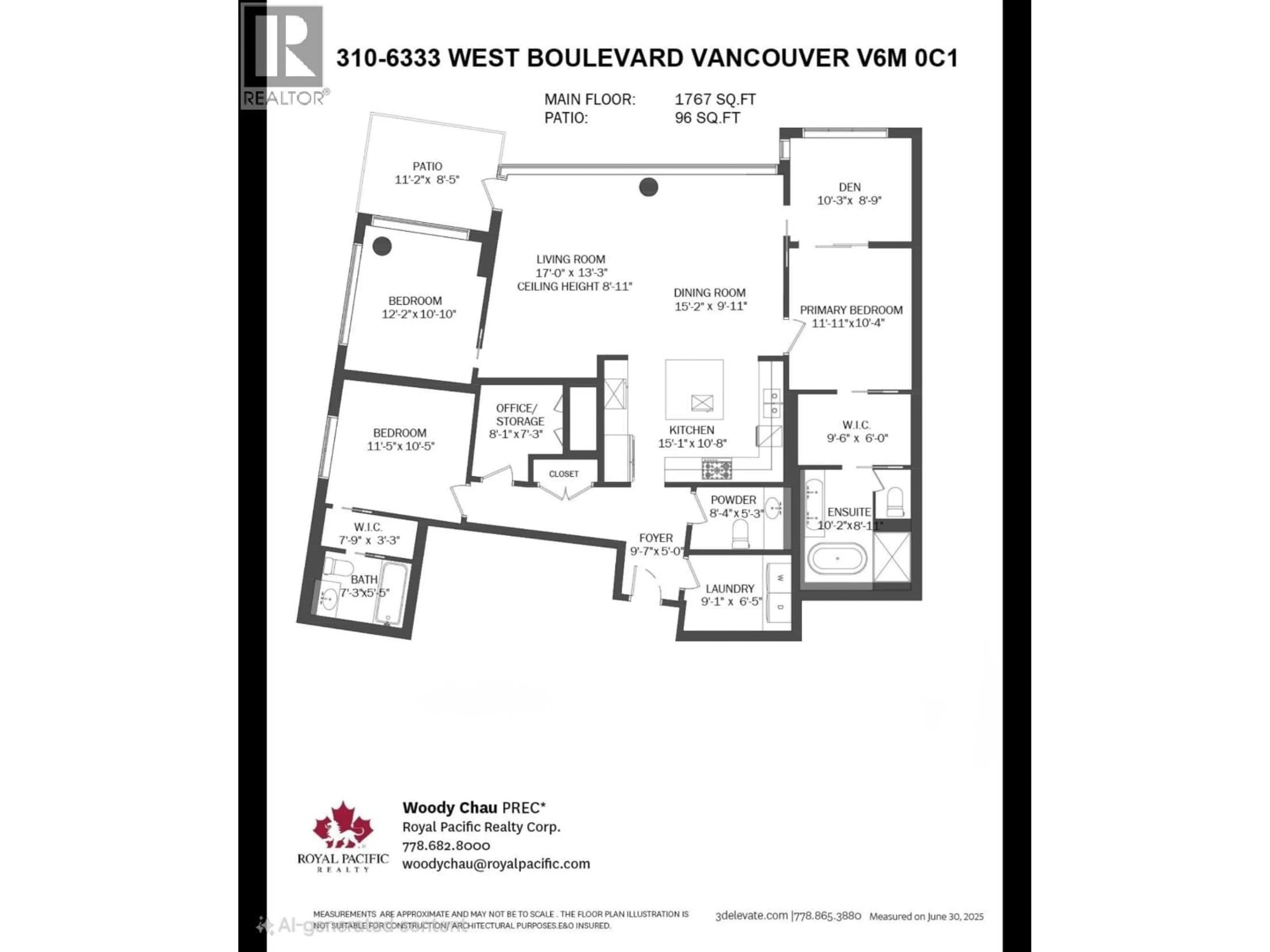 Floor plan for 310 - 6333 BOULEVARD, Vancouver British Columbia V6M0C1