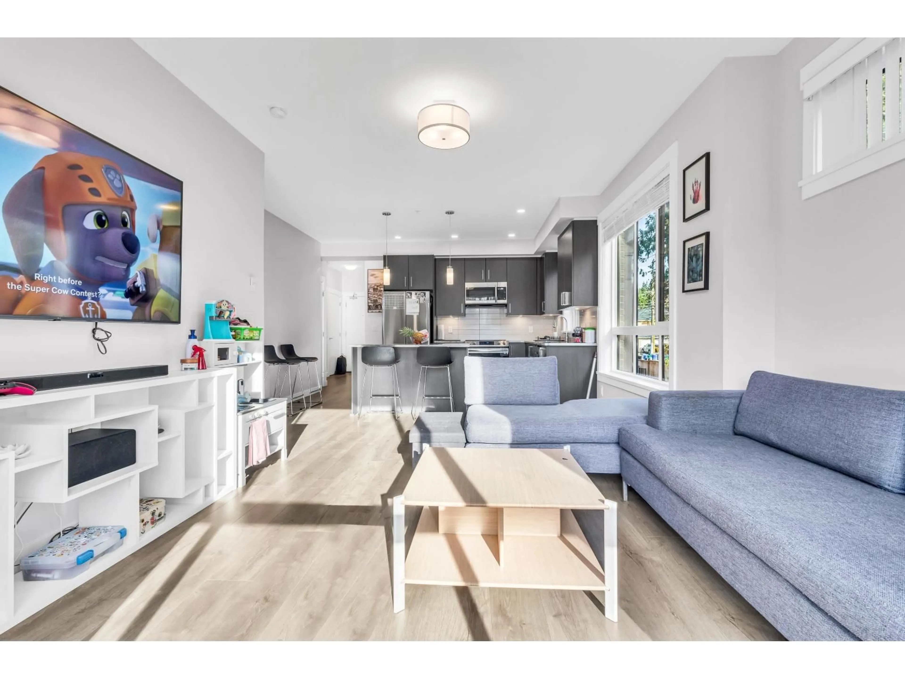 Living room with furniture, wood/laminate floor for 223 - 32690 14 AVENUE, Mission British Columbia V2V0K5