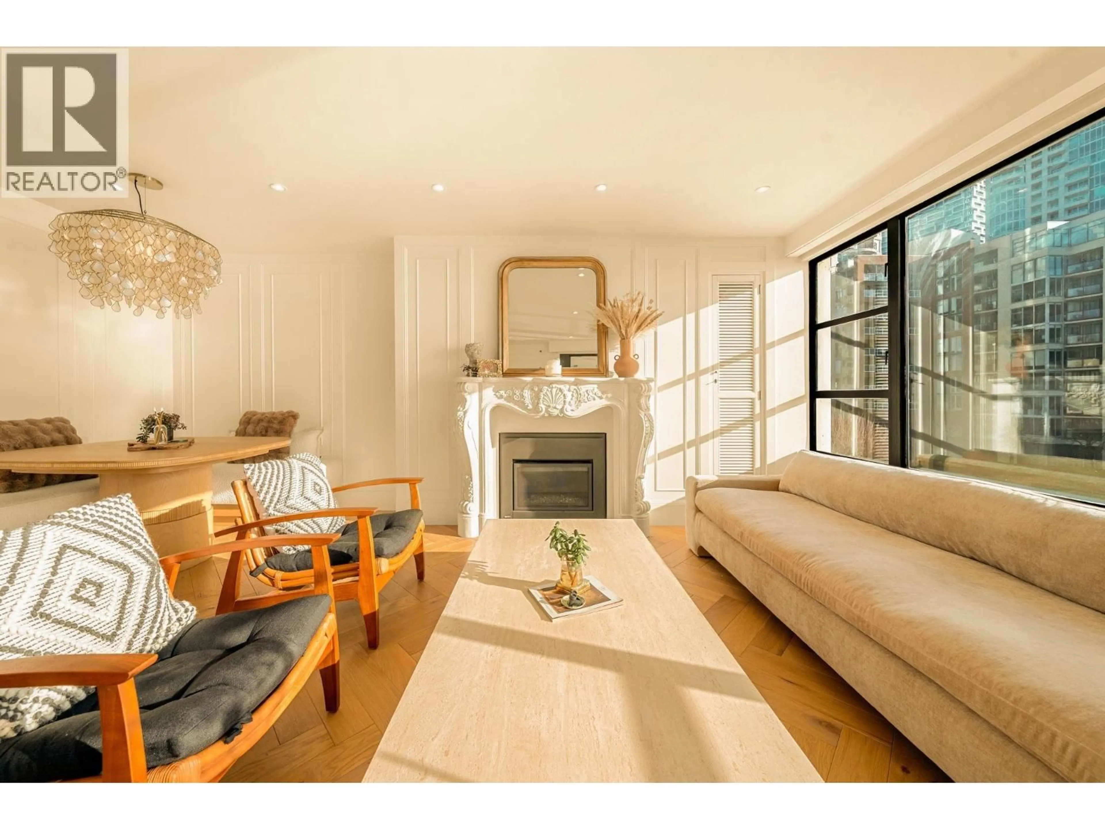 Living room with furniture, wood/laminate floor for 302 - 1008 BEACH AVENUE, Vancouver British Columbia V6E1T7