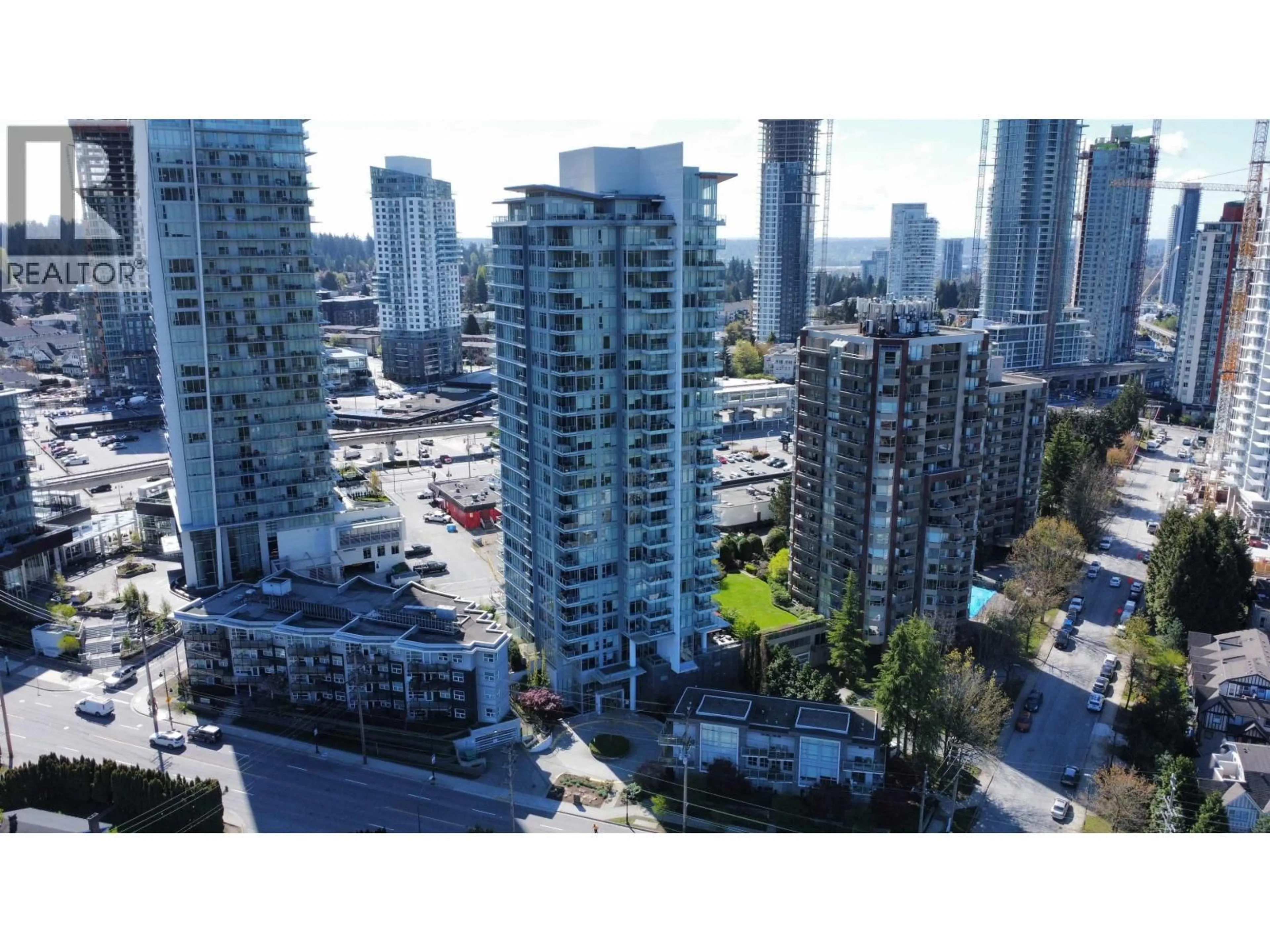 A pic from outside/outdoor area/front of a property/back of a property/a pic from drone, city buildings view from balcony for 1203 - 520 COMO LAKE AVENUE, Coquitlam British Columbia V3J0E8