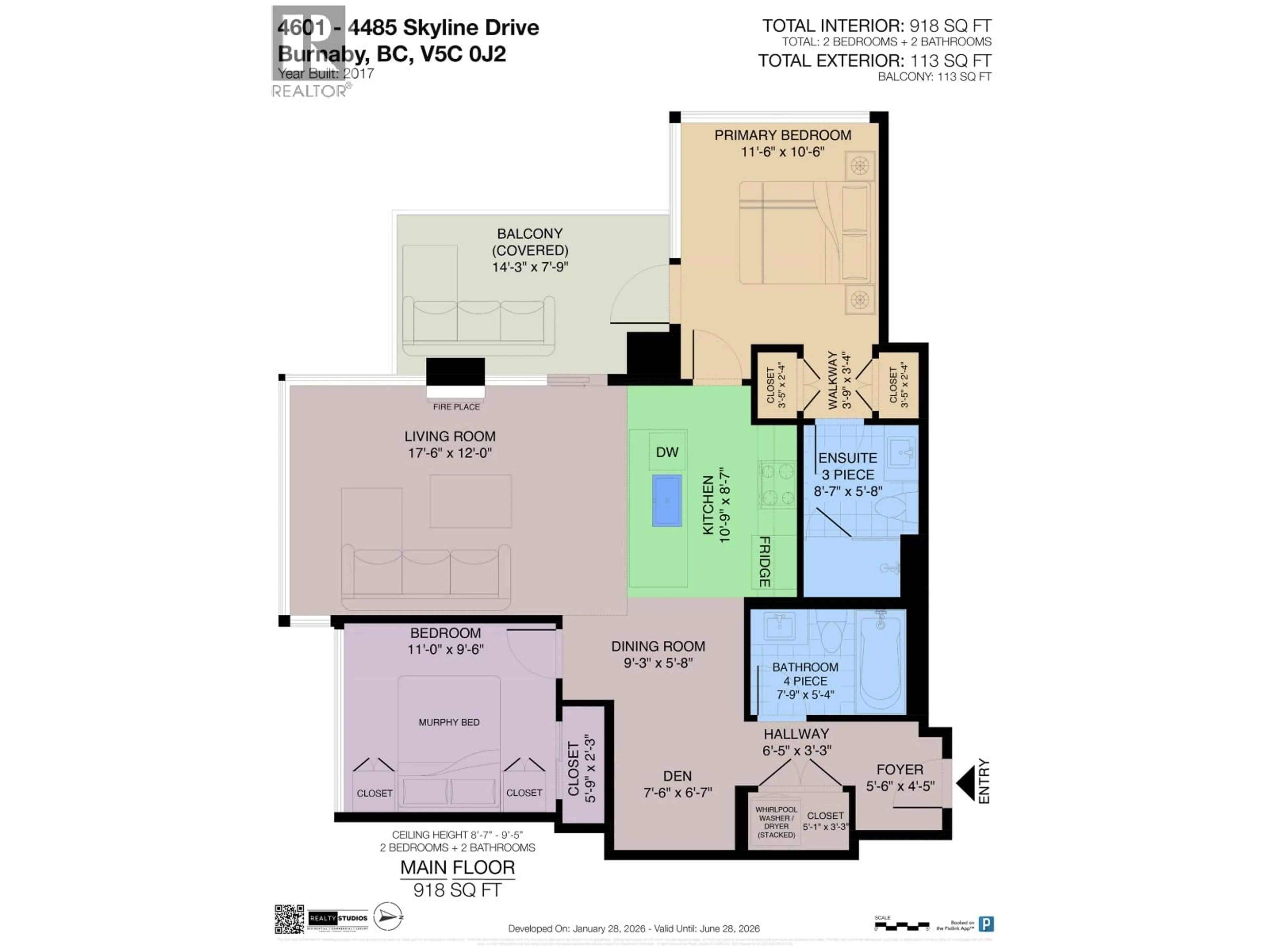 Floor plan for 4601 - 4485 SKYLINE DRIVE, Burnaby British Columbia V5C0J2