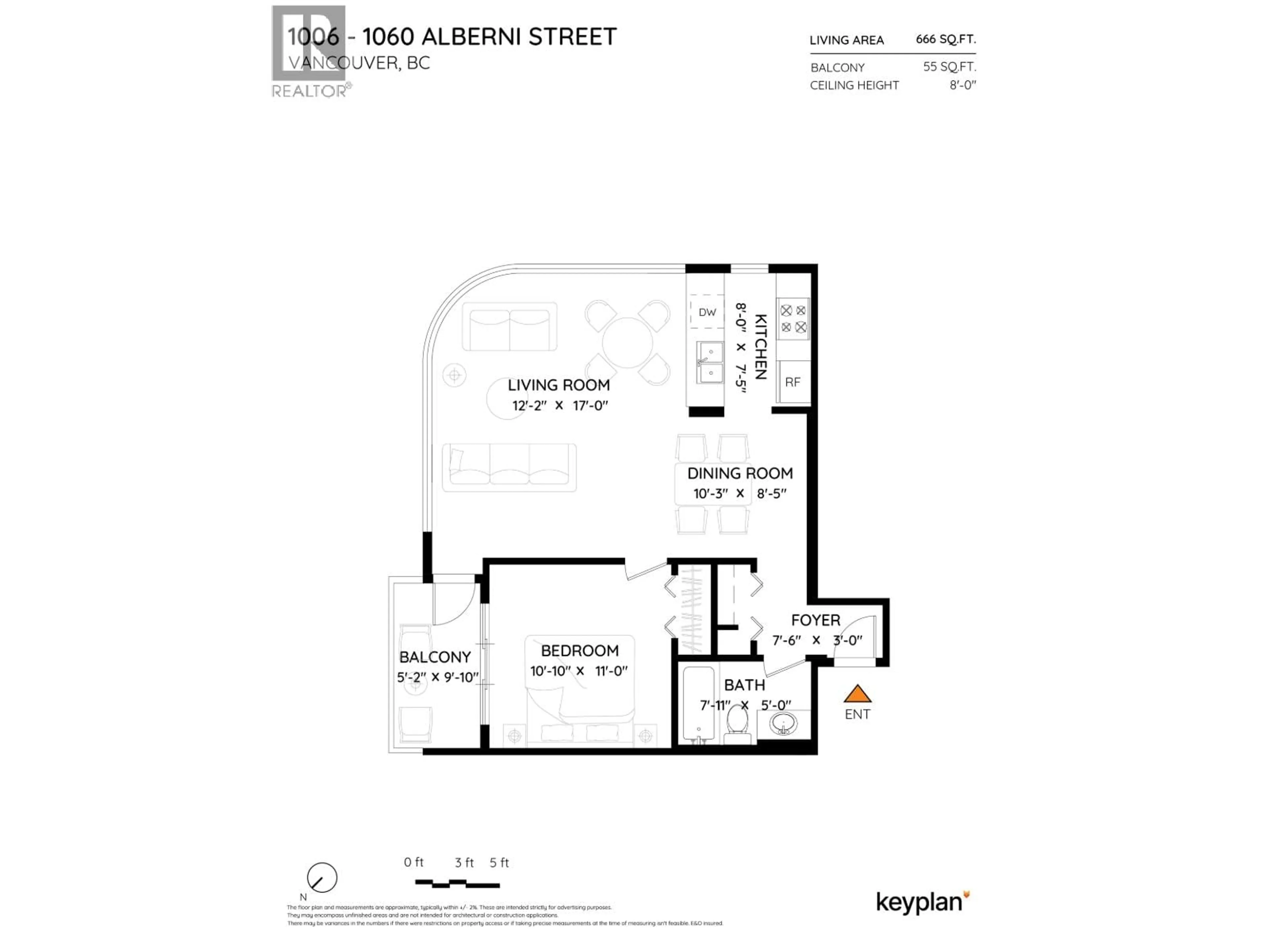 Floor plan for 1006 - 1060 ALBERNI STREET, Vancouver British Columbia V6E4K2