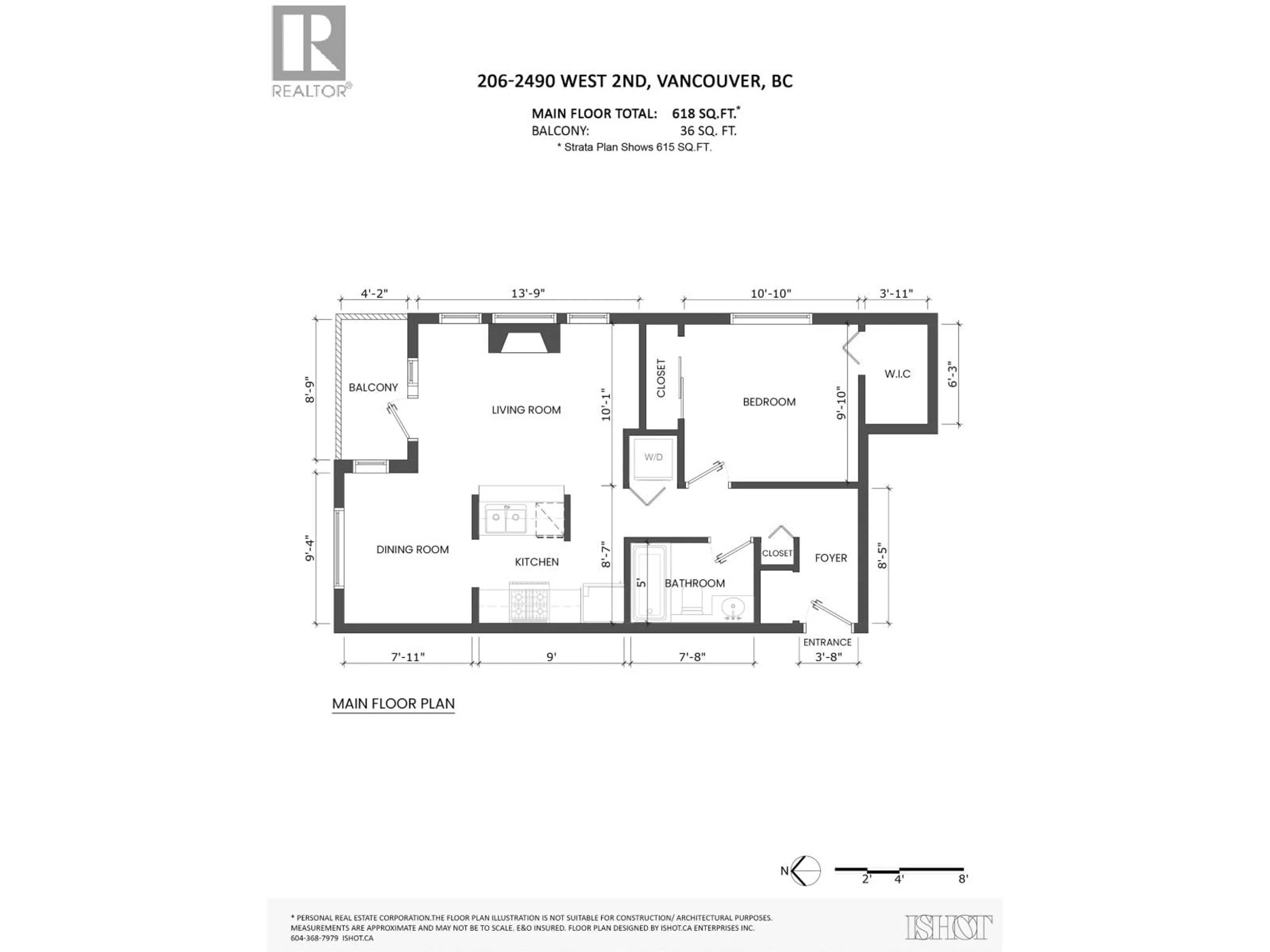 Floor plan for 206 - 2490 2ND AVENUE, Vancouver British Columbia V6K1J6
