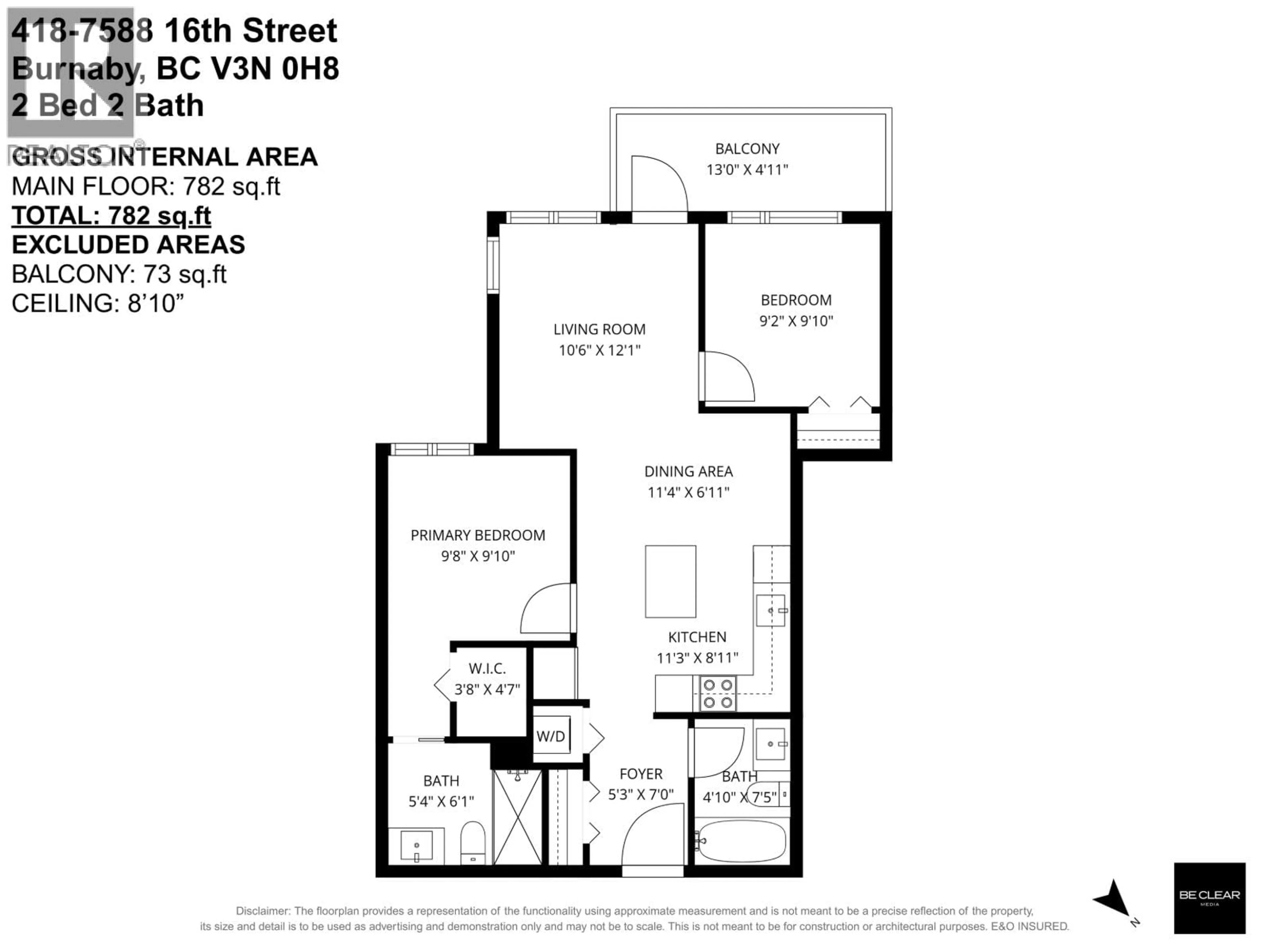Floor plan for 418 - 7588 16TH STREET, Burnaby British Columbia V3N0H8