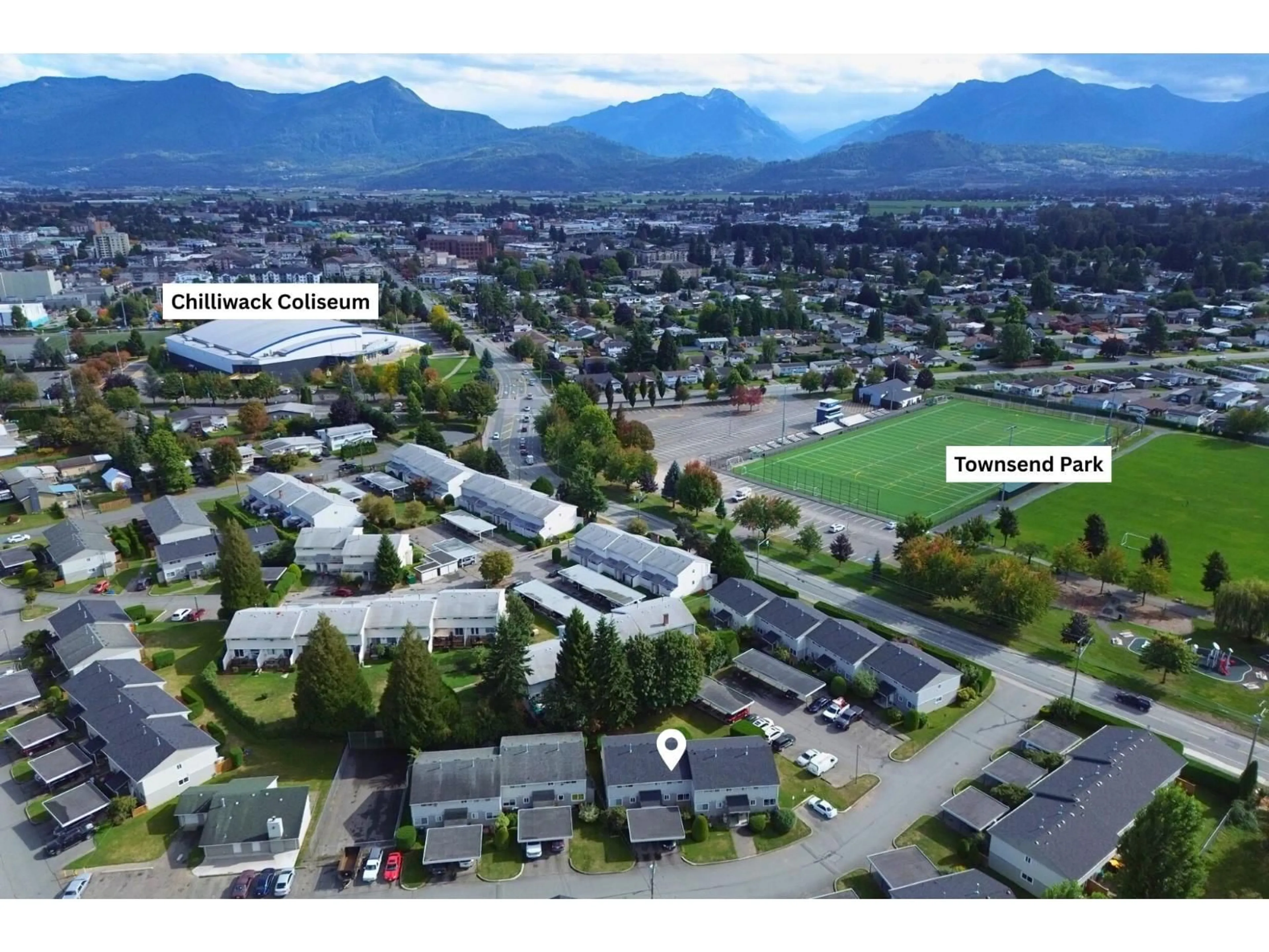 A pic from outside/outdoor area/front of a property/back of a property/a pic from drone, mountain view for 65 - 45185 WOLFE ROAD, Chilliwack British Columbia V2P1V5