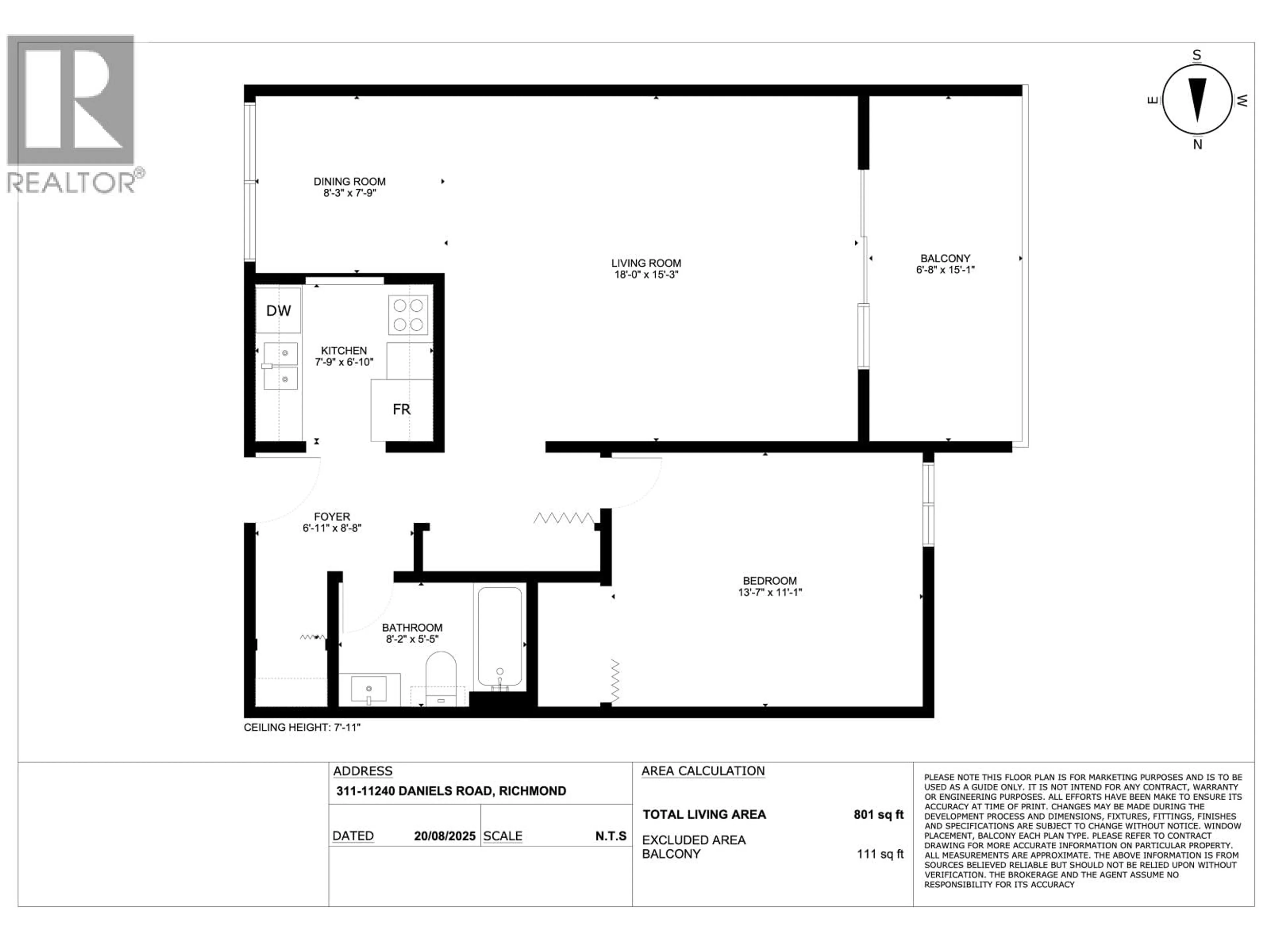 Floor plan for 311 - 11240 DANIELS ROAD, Richmond British Columbia V6X1M6