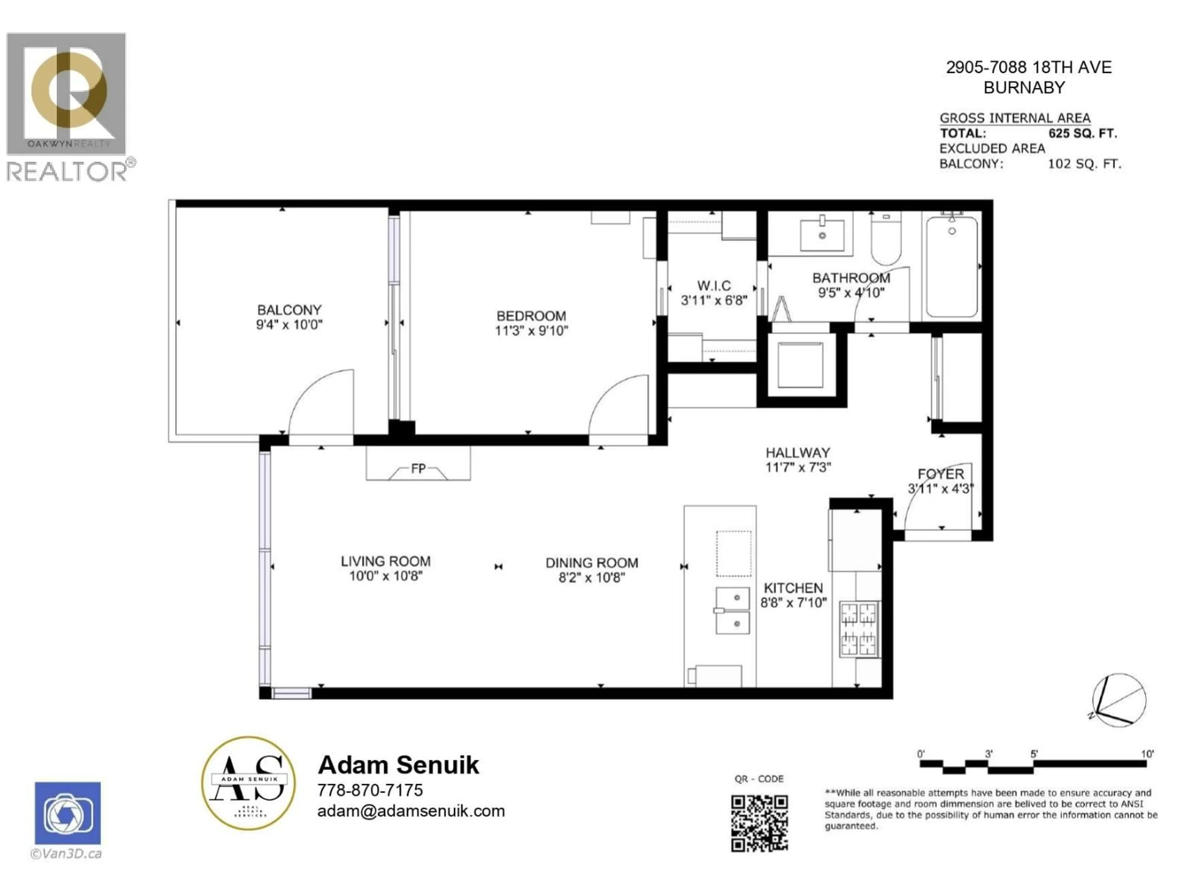 Floor plan for 2905 - 7088 18TH AVENUE, Burnaby British Columbia V3N0A2