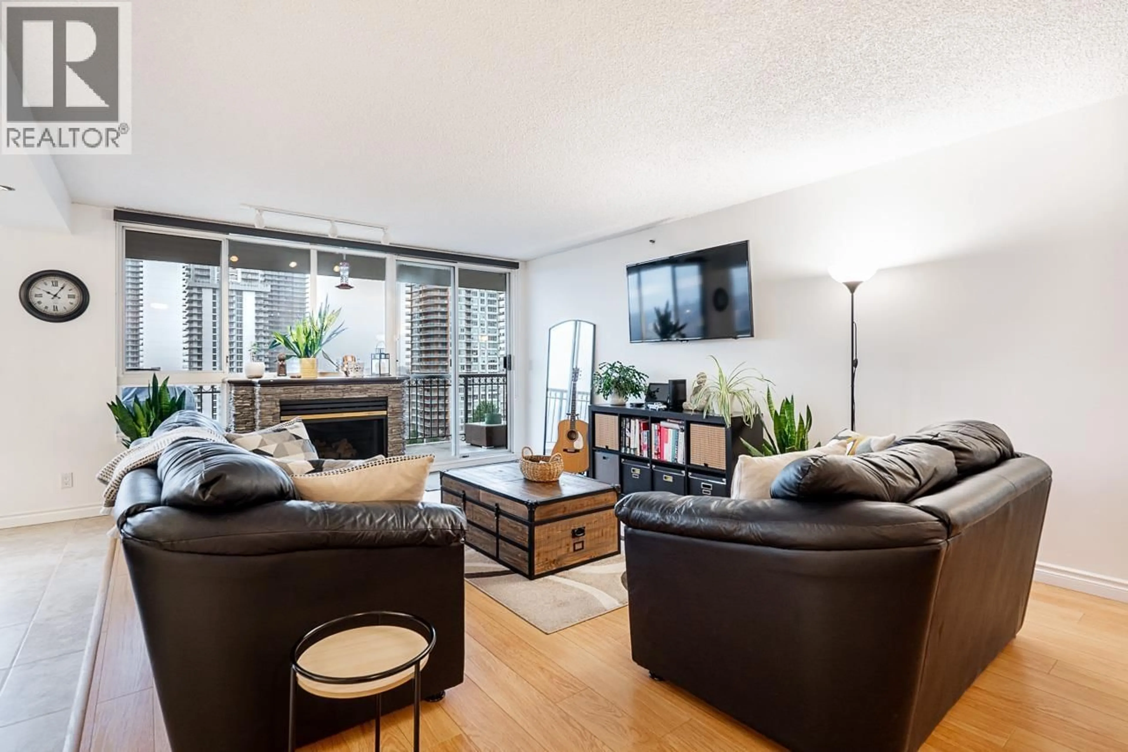 Living room with furniture, wood/laminate floor for 1703 - 545 AUSTIN AVENUE, Coquitlam British Columbia V3K6R4