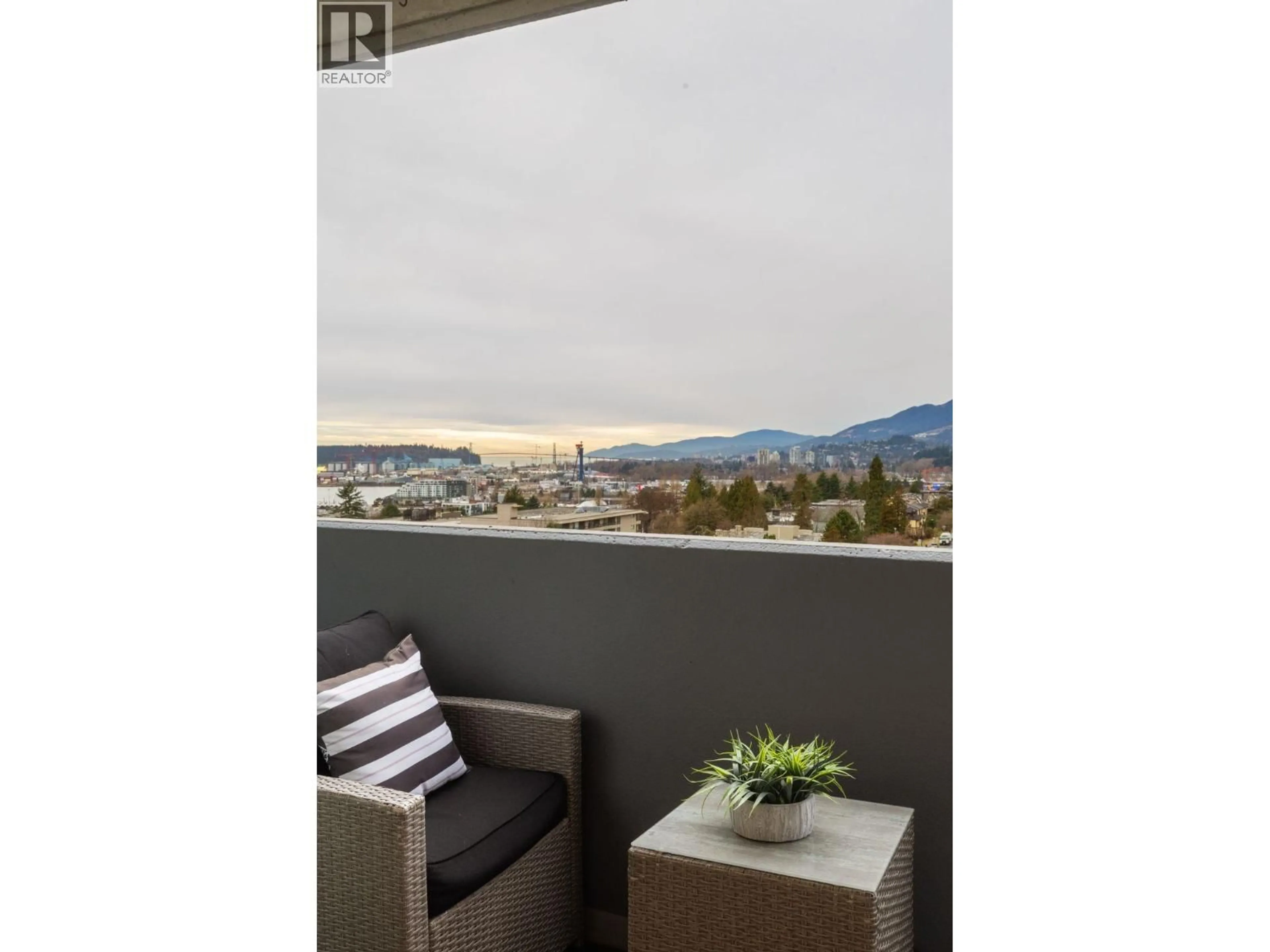 Balcony in the apartment, mountain view for 905 - 110 4TH STREET, North Vancouver British Columbia V7M3H3