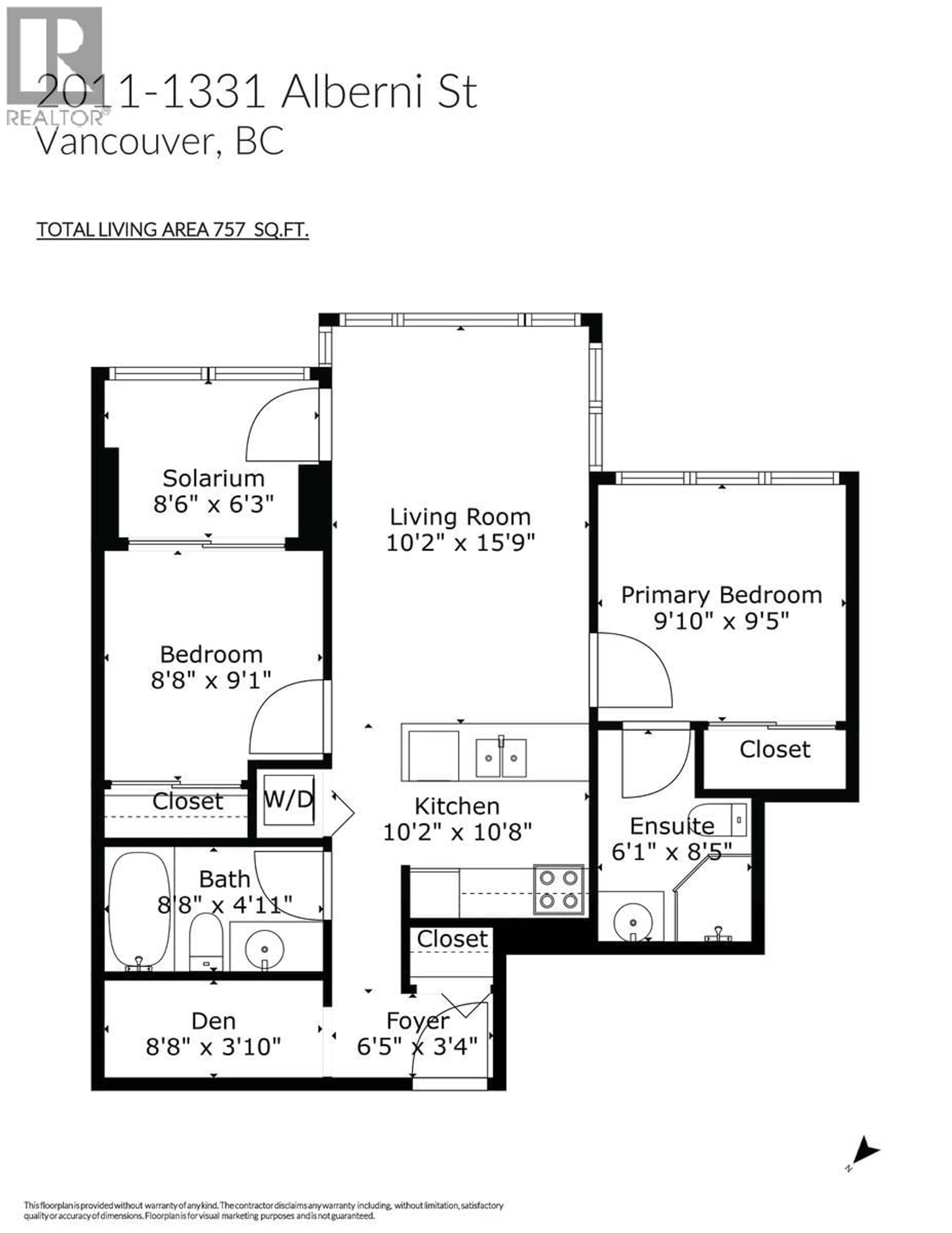 Floor plan for 2011 - 1331 ALBERNI STREET, Vancouver British Columbia V6E4S1