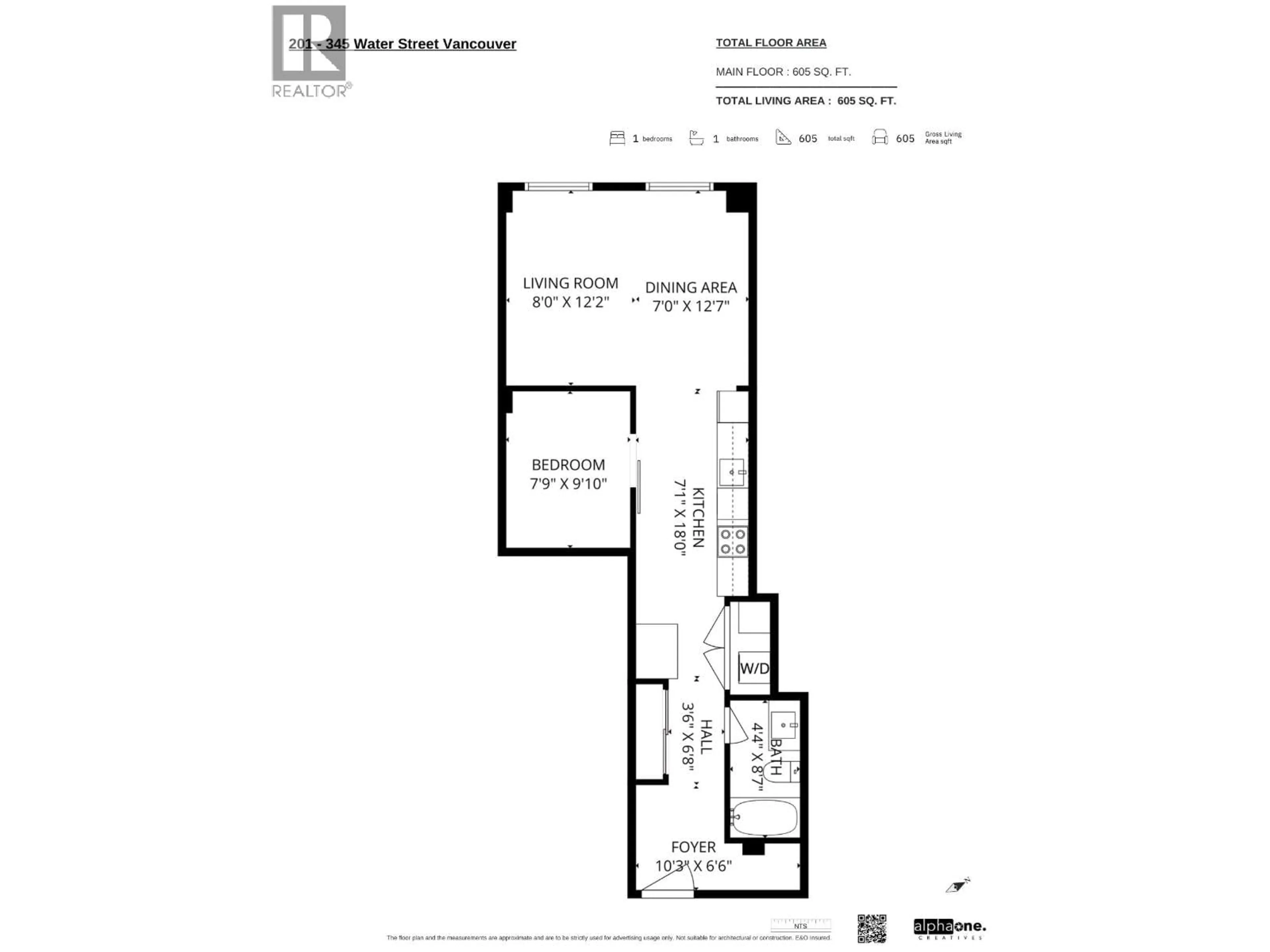 Floor plan for 201 - 345 WATER STREET, Vancouver British Columbia V6B1B8