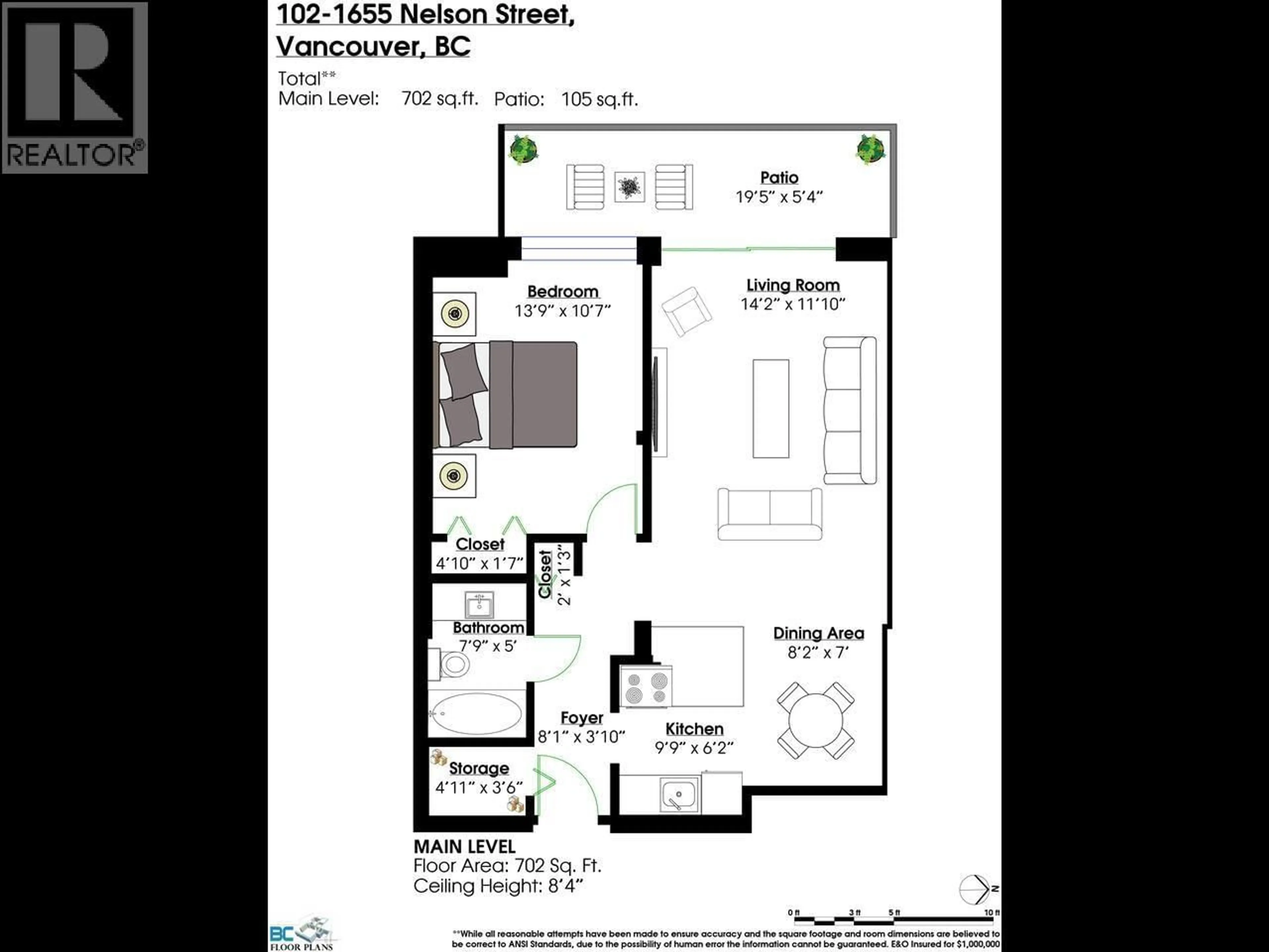 Floor plan for 102 - 1655 NELSON STREET, Vancouver British Columbia V6G1M4