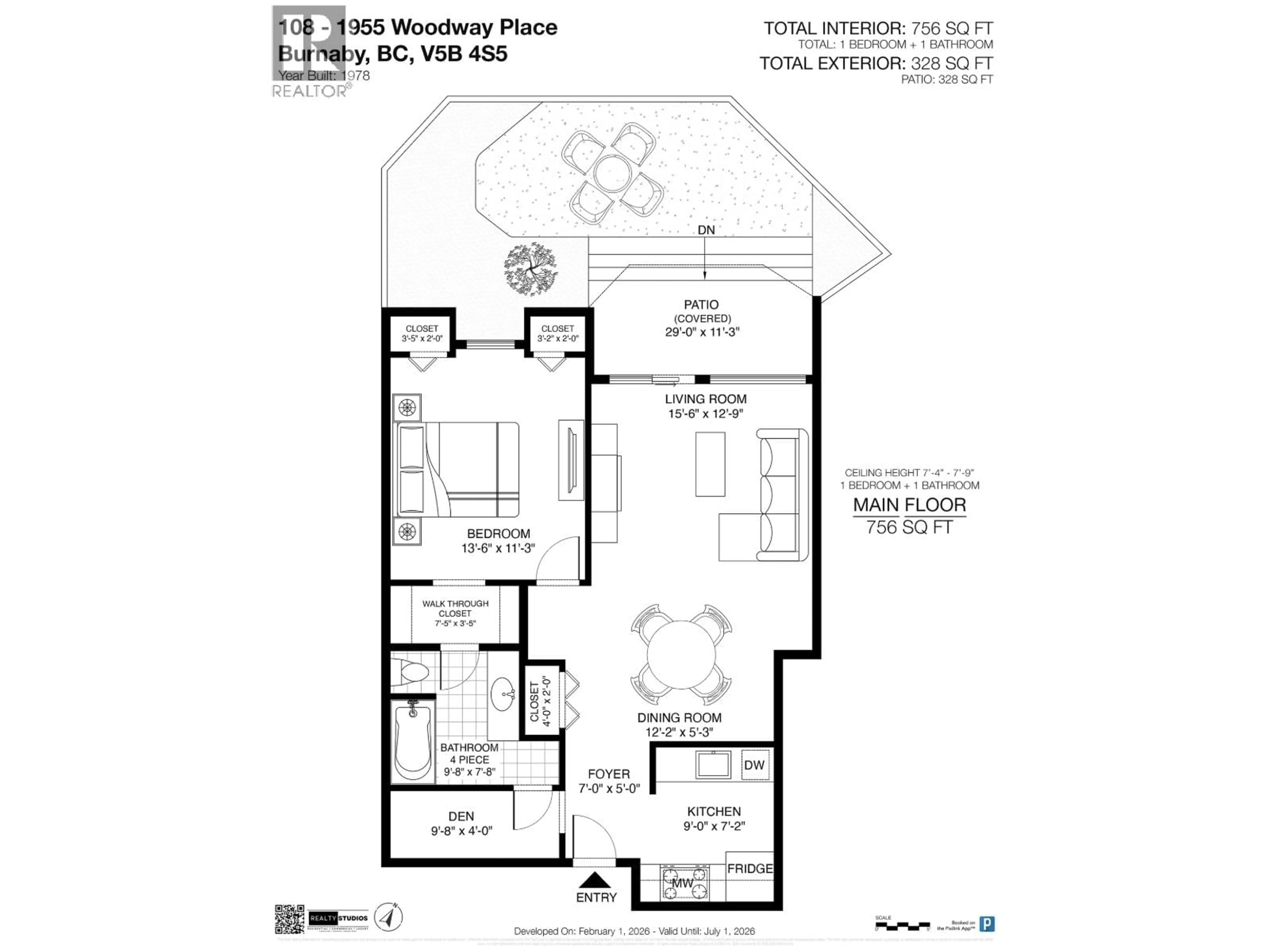 Floor plan for 108 - 1955 WOODWAY PLACE, Burnaby British Columbia V5B4S5