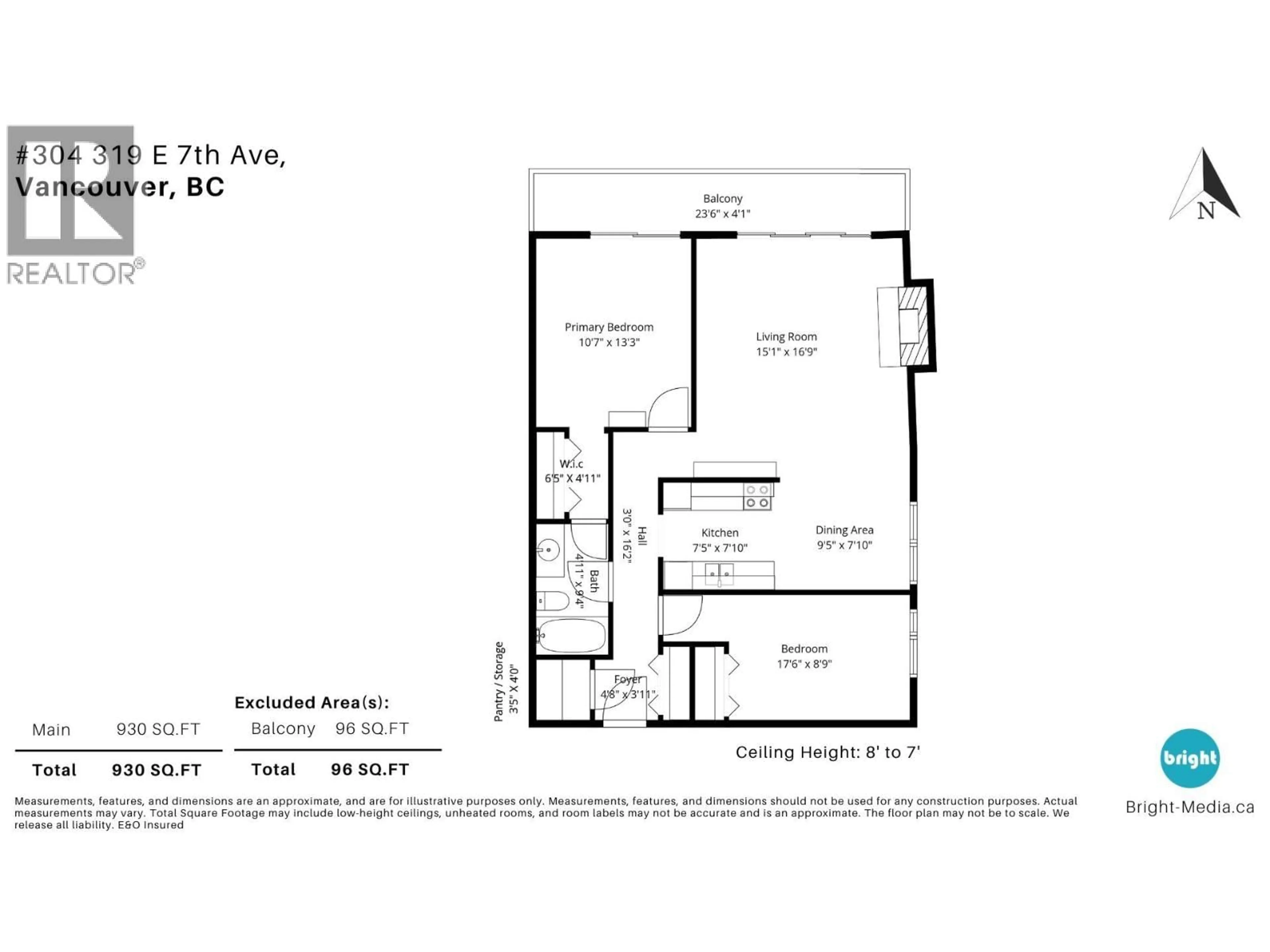 Floor plan for 304 - 319 7TH AVENUE, Vancouver British Columbia V5T1M9